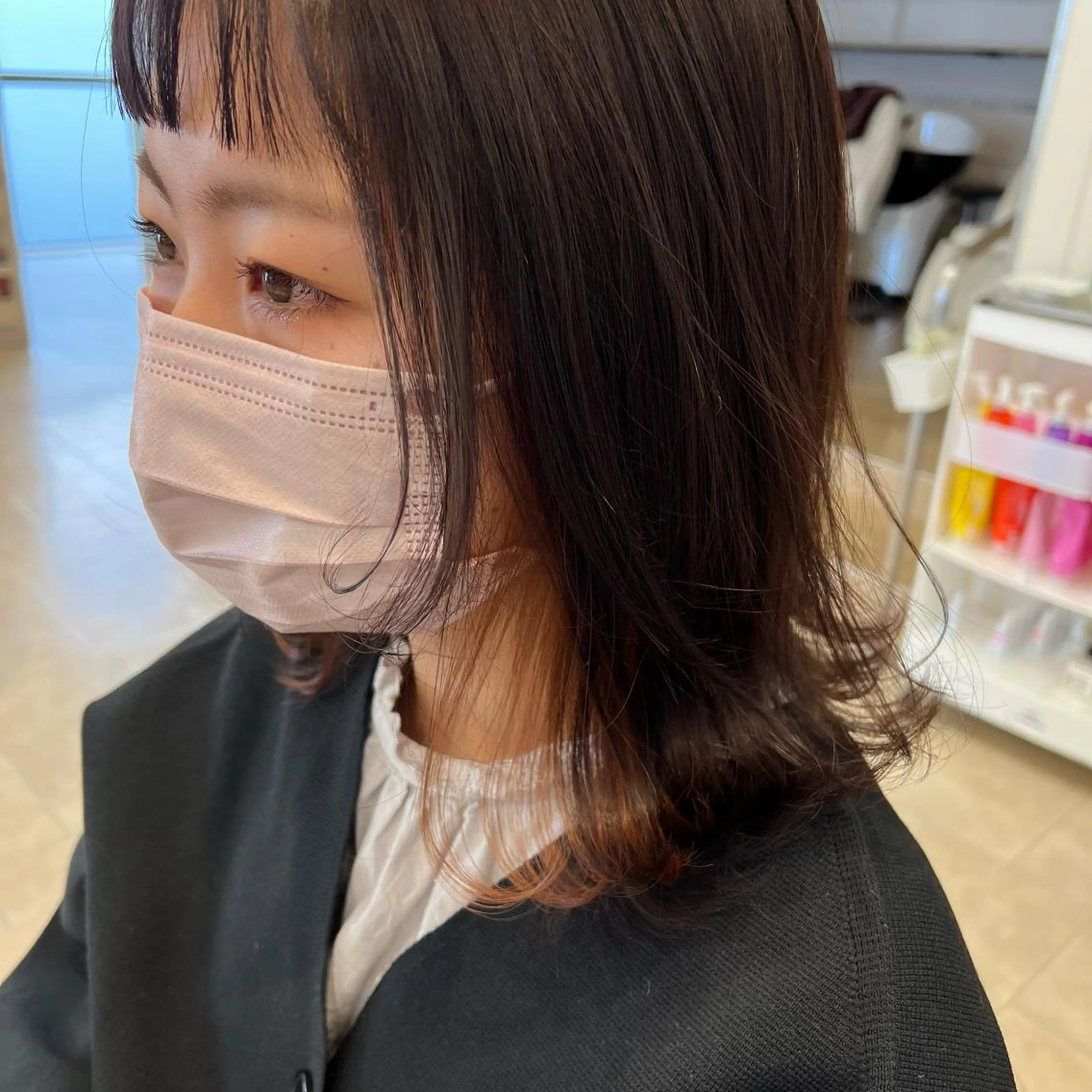 セミロング カラー ベージュカラー イヤリングカラー オレンジ オレンジベージュ カット ヘアカラー トリートメント 似合わせ.ﾍｱｾｯﾄ 得意🌹井上美沙のヘアスタイル