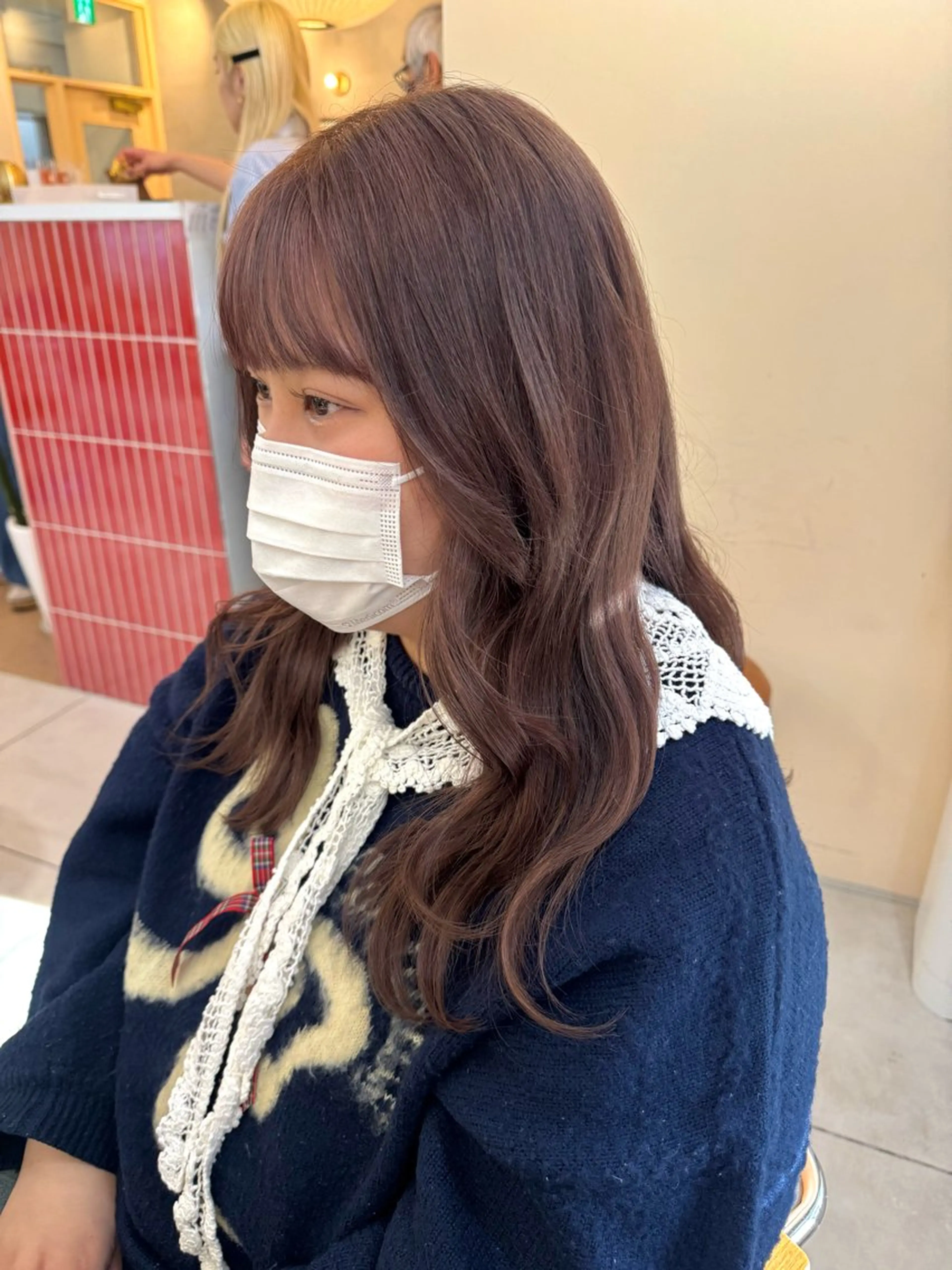 ミディアム カラー ヘアカラー 🫧髪質改善/Wカラ ー 暖色 🌸桜🌸のヘアスタイル