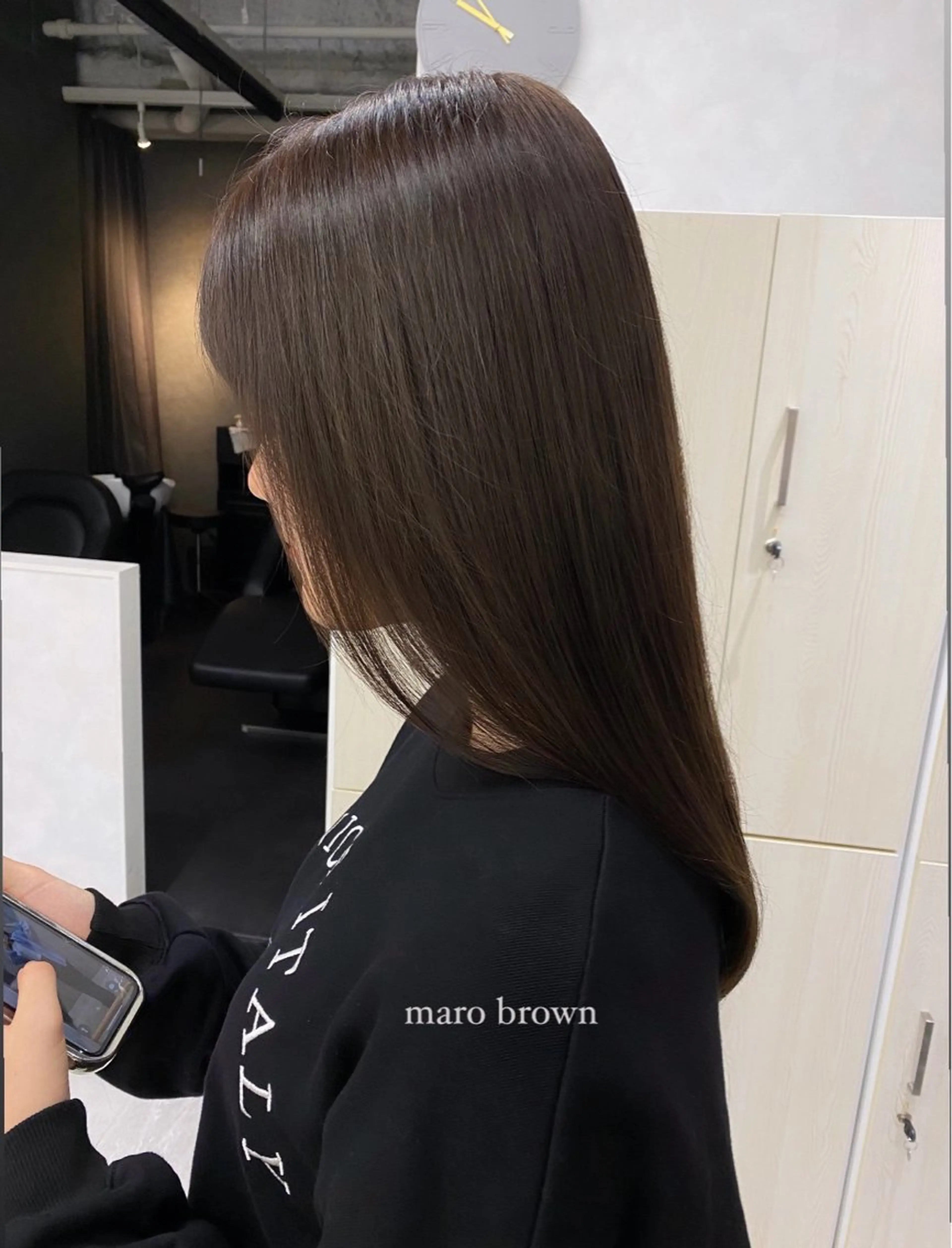 セミロング カラー ブラウンカラー マロンブラウン 髪質改善 むく。/顔周り 前髪/髪質改善のヘアスタイル