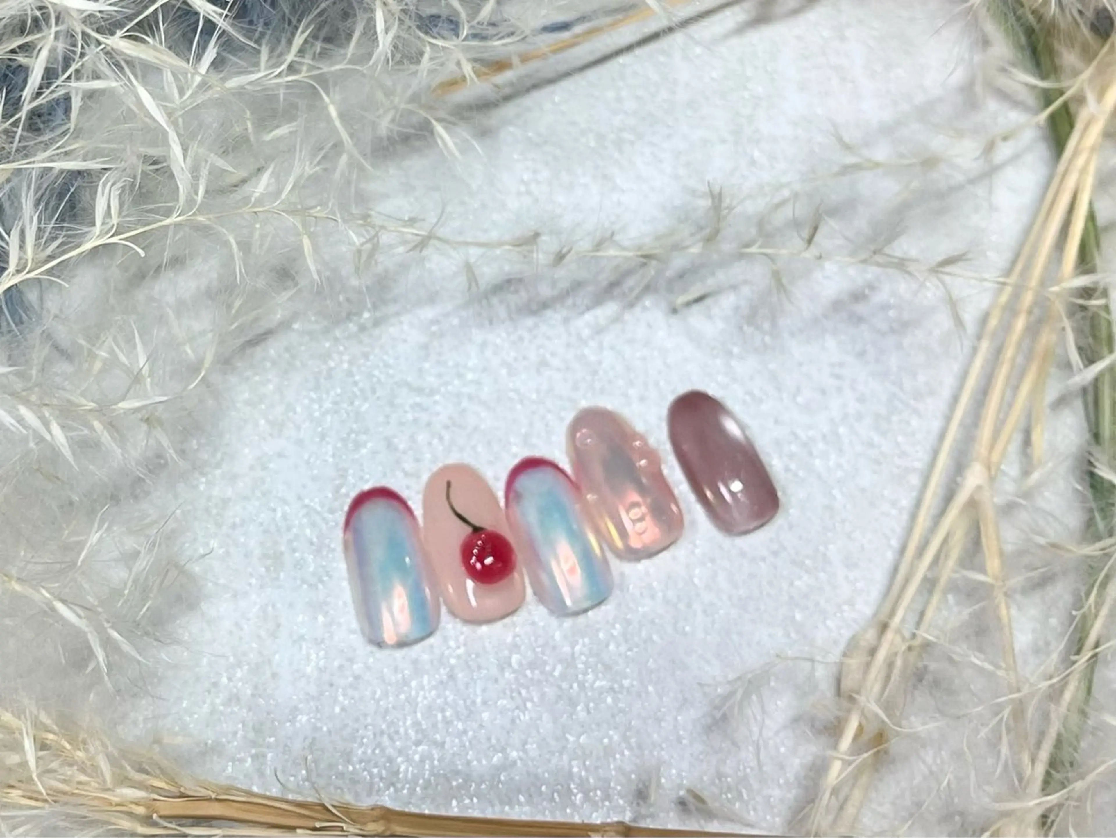 ネイル オーロラネイル 桜ネイル フラワーネイル フットネイル フレンチネイル ハンドネイル kiki nail たまプラーザのネイルデザイン