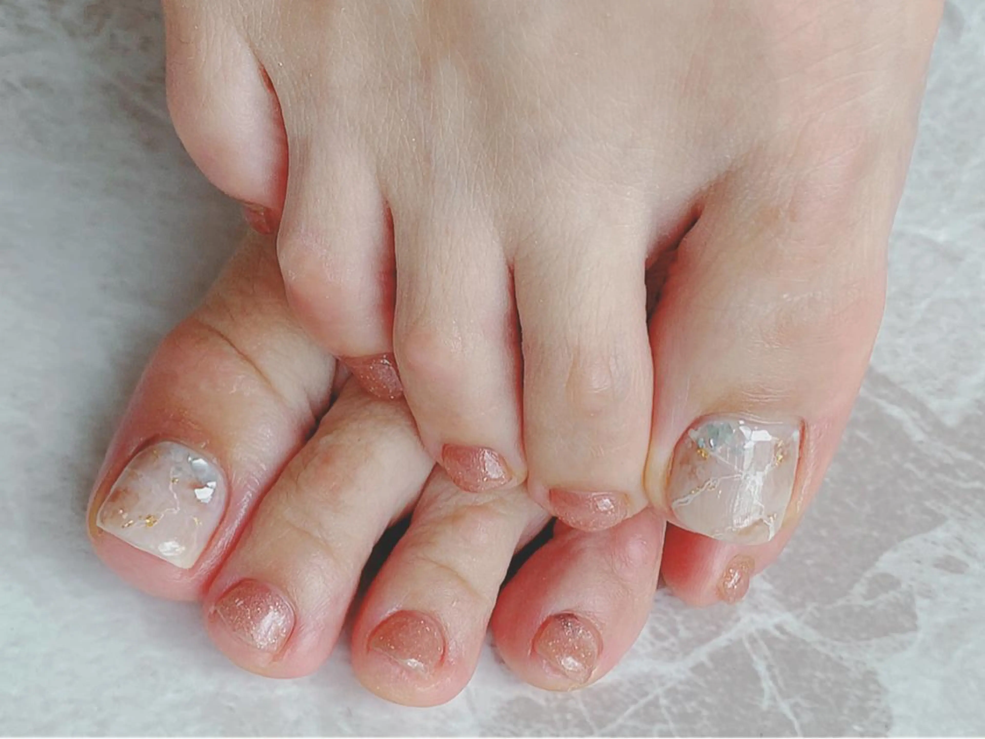 ネイル ブラウン 大理石ネイル(マーブル) ネイルPetit Ribbonのネイルデザイン