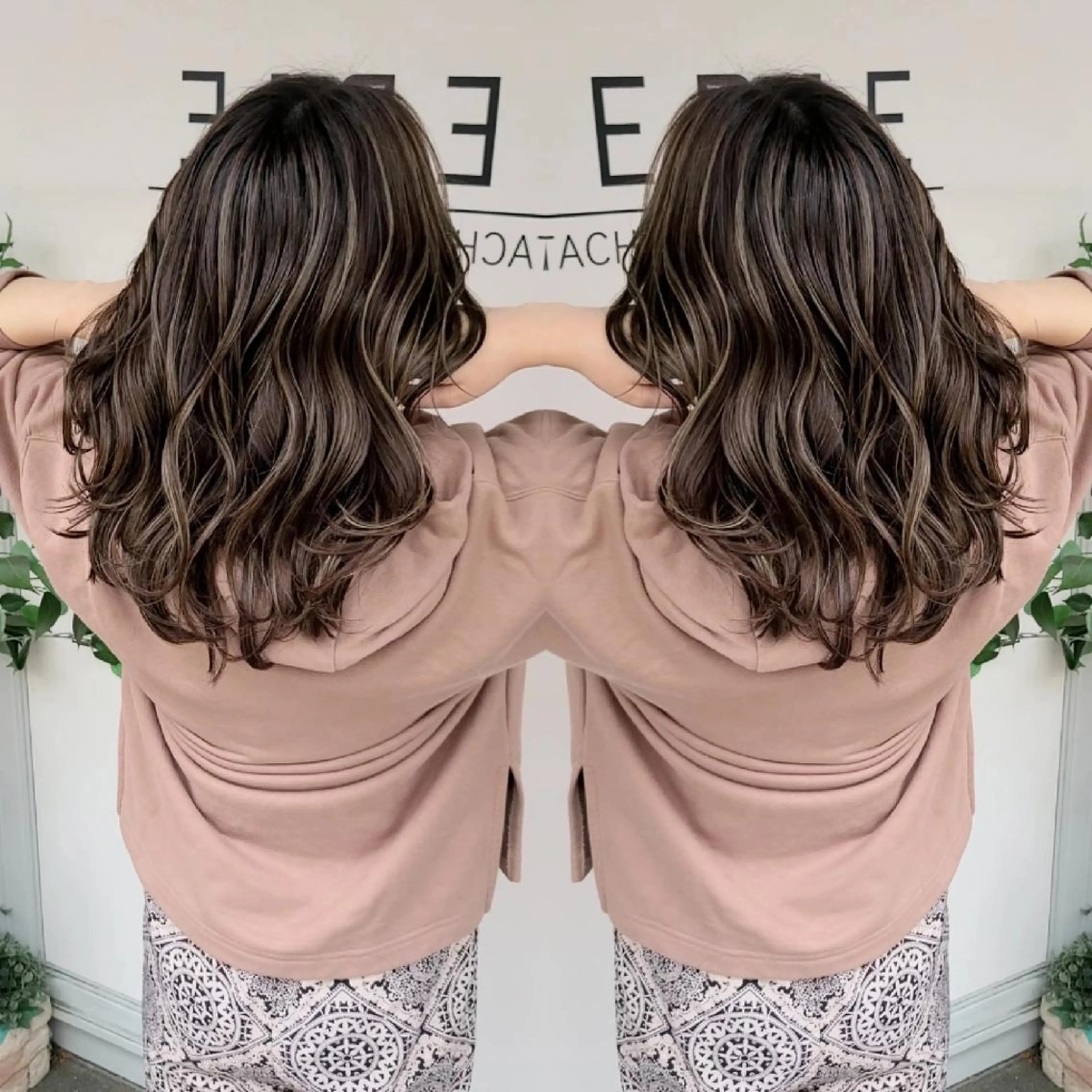 セミロング カラー アッシュ アッシュグレー バレイヤージュ ベージュカラー ブリーチ カット ヘアカラー トリートメント cherie所属・バレイヤージュ/ ハイライト/大内格のヘアスタイル