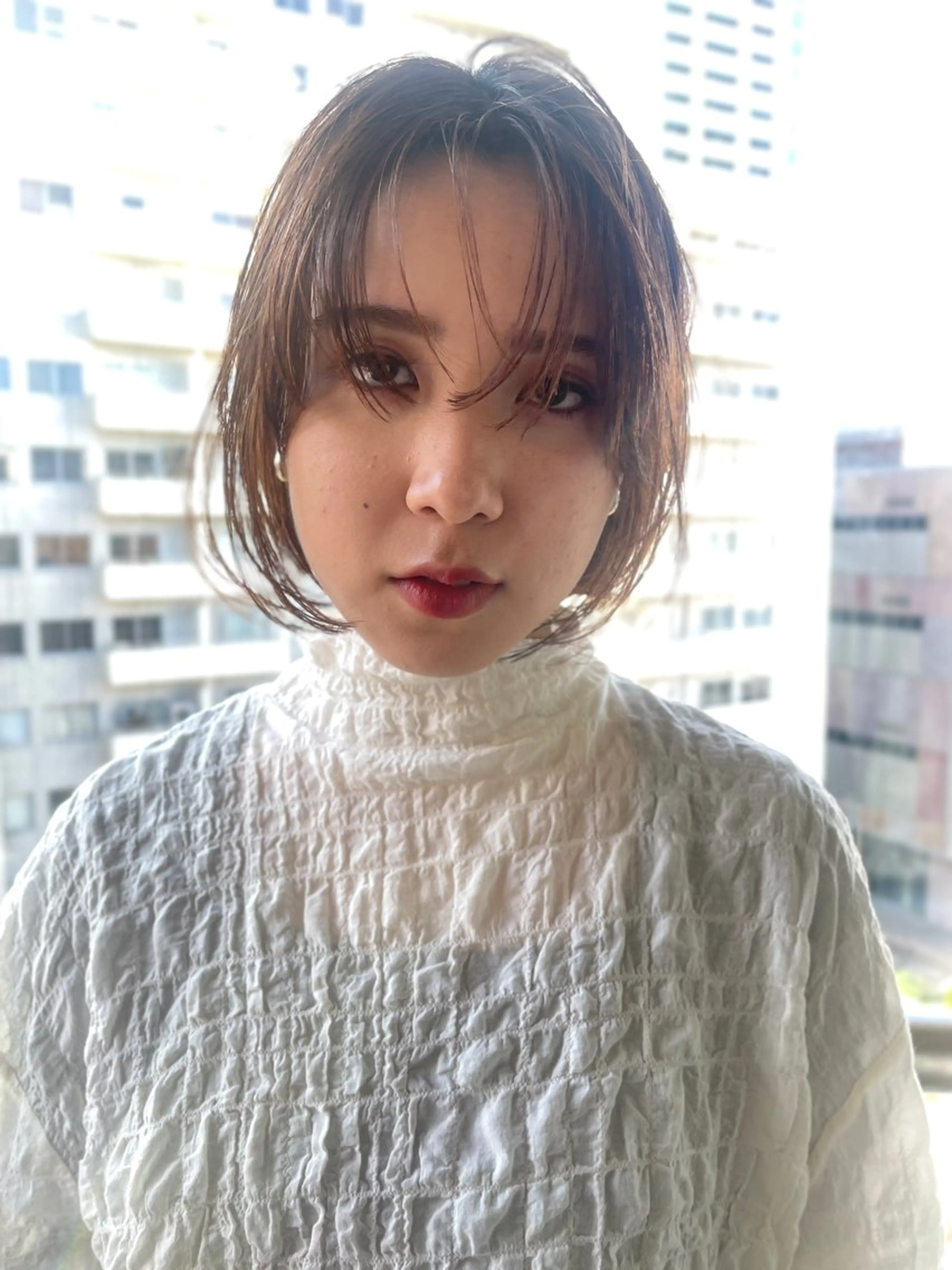 ミディアム カラー ボブ レイヤー／似合わせ TAKUYAのヘアスタイル