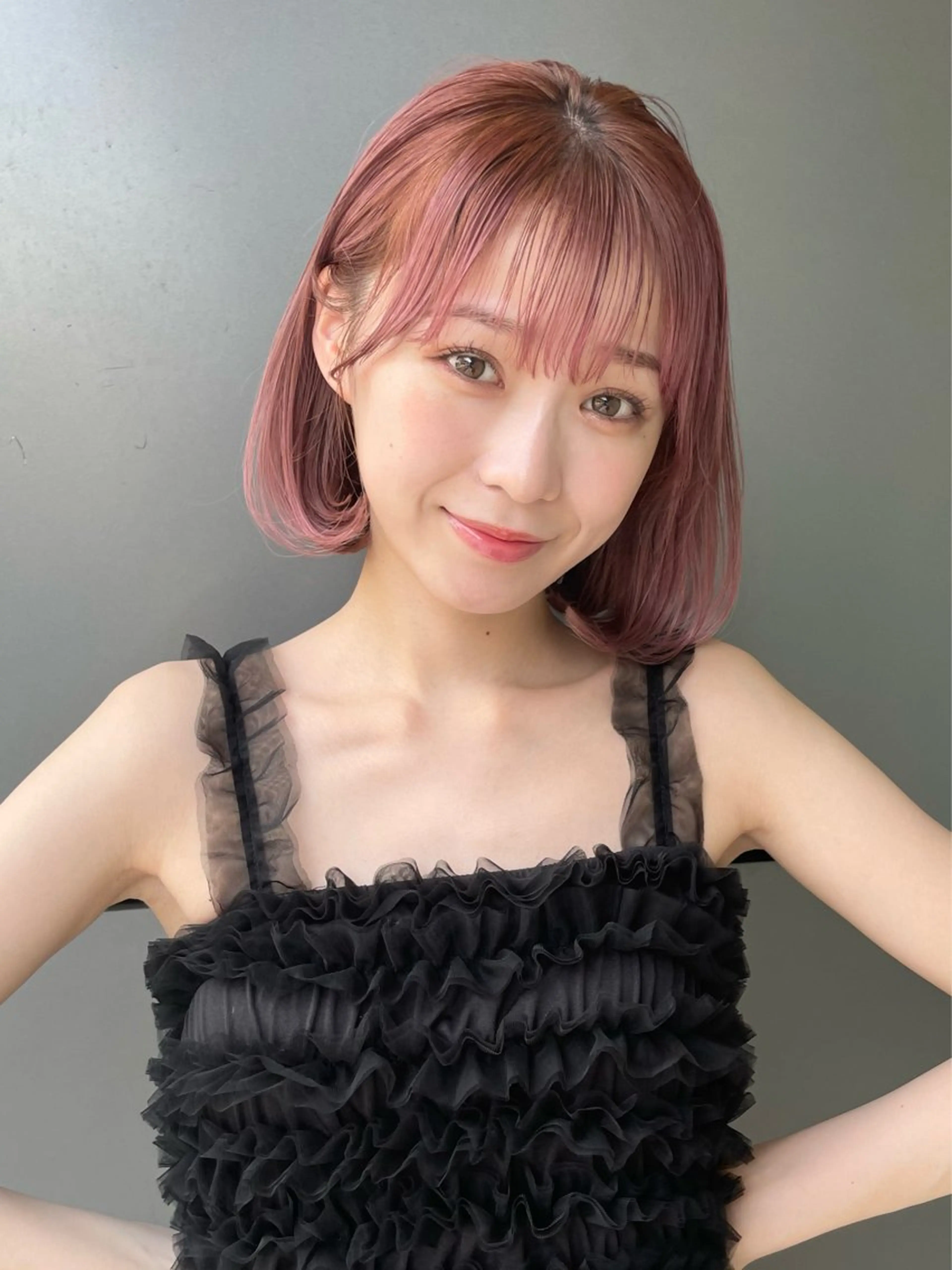 ミディアム ボブ タンバルモリ ボブ/デザインカラー /表参道/新井美有紀のヘアスタイル