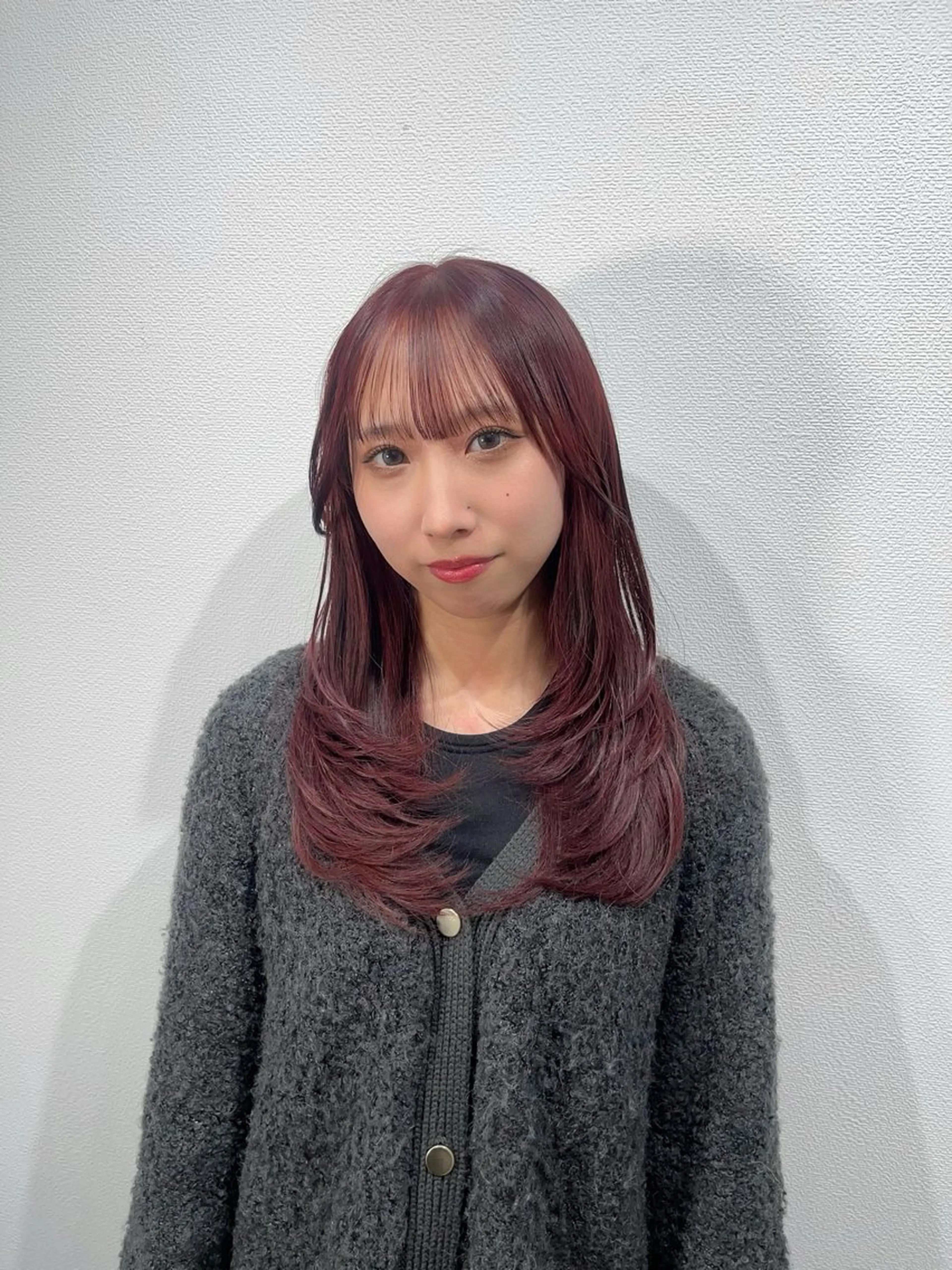 セミロング カラー ブラウンカラー レッドカラー レッドブラウン レイヤーカット MILI HAIR所属・韓国ヘア🇰🇷 RYOTAのヘアスタイル