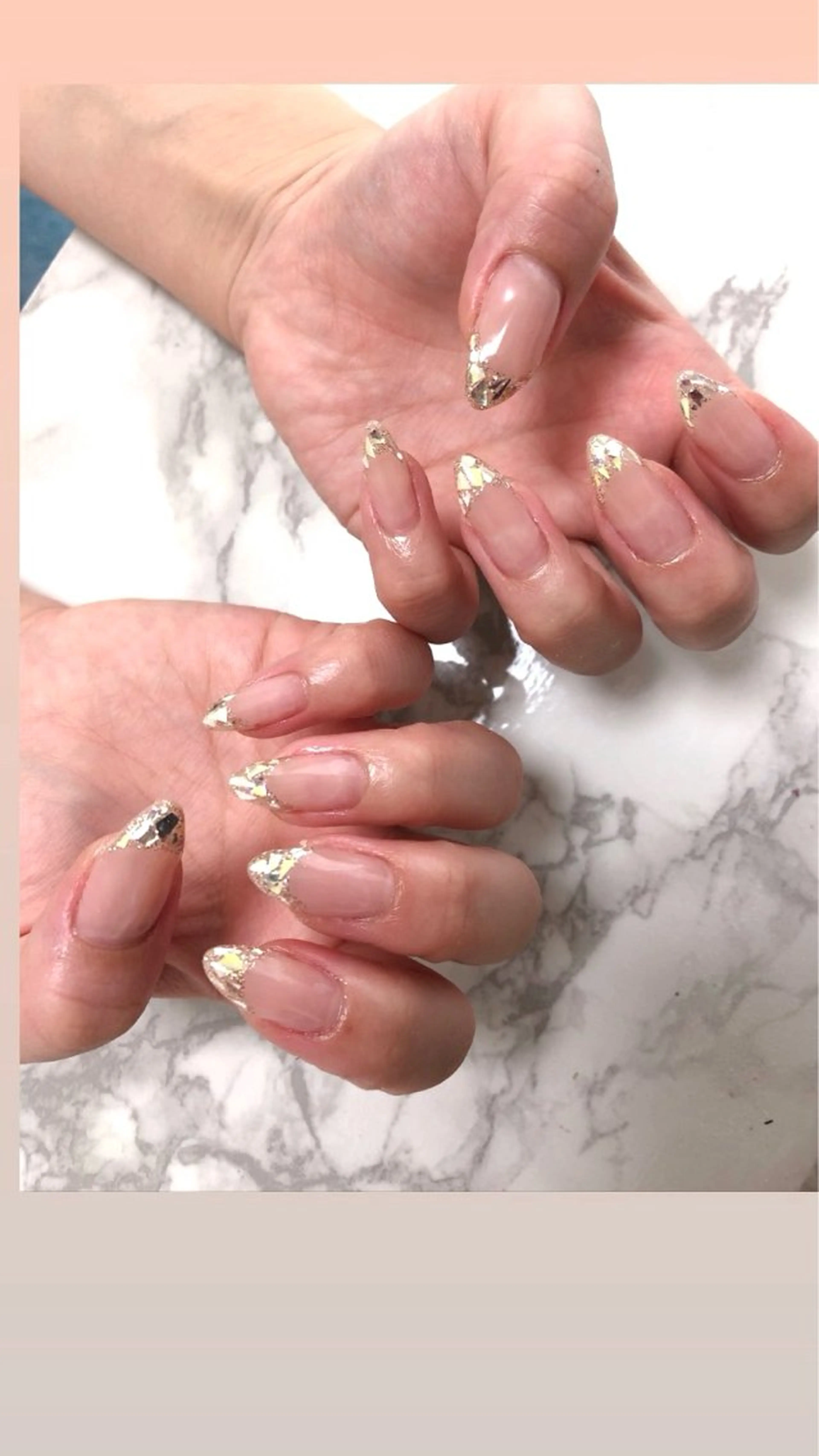 ネイル フレンチネイル ガラスフレンチ ホログラムネイル nailroom.. shikiのネイルデザイン