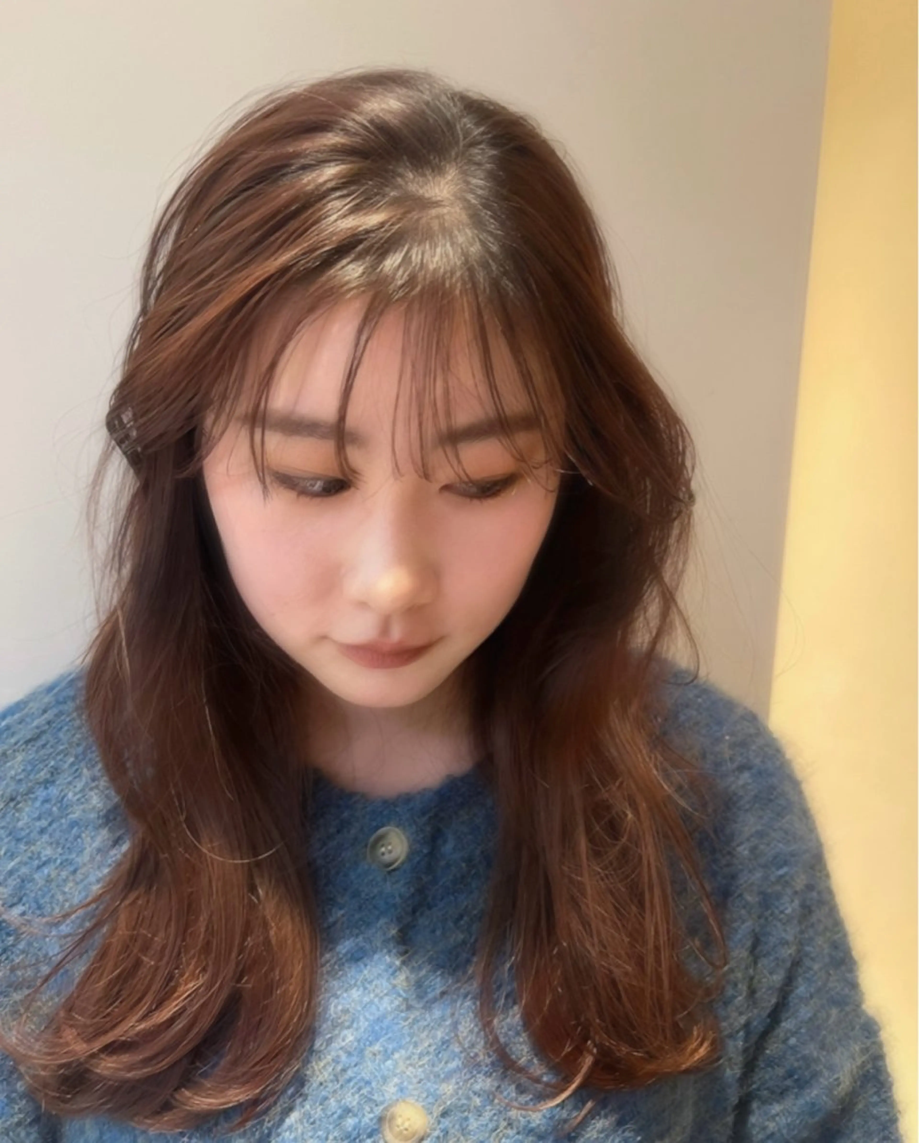 ロング カラー パーマ ヘアアレンジ トリートメント 顔周り/透明感/銀座 🩵りのせのヘアスタイル