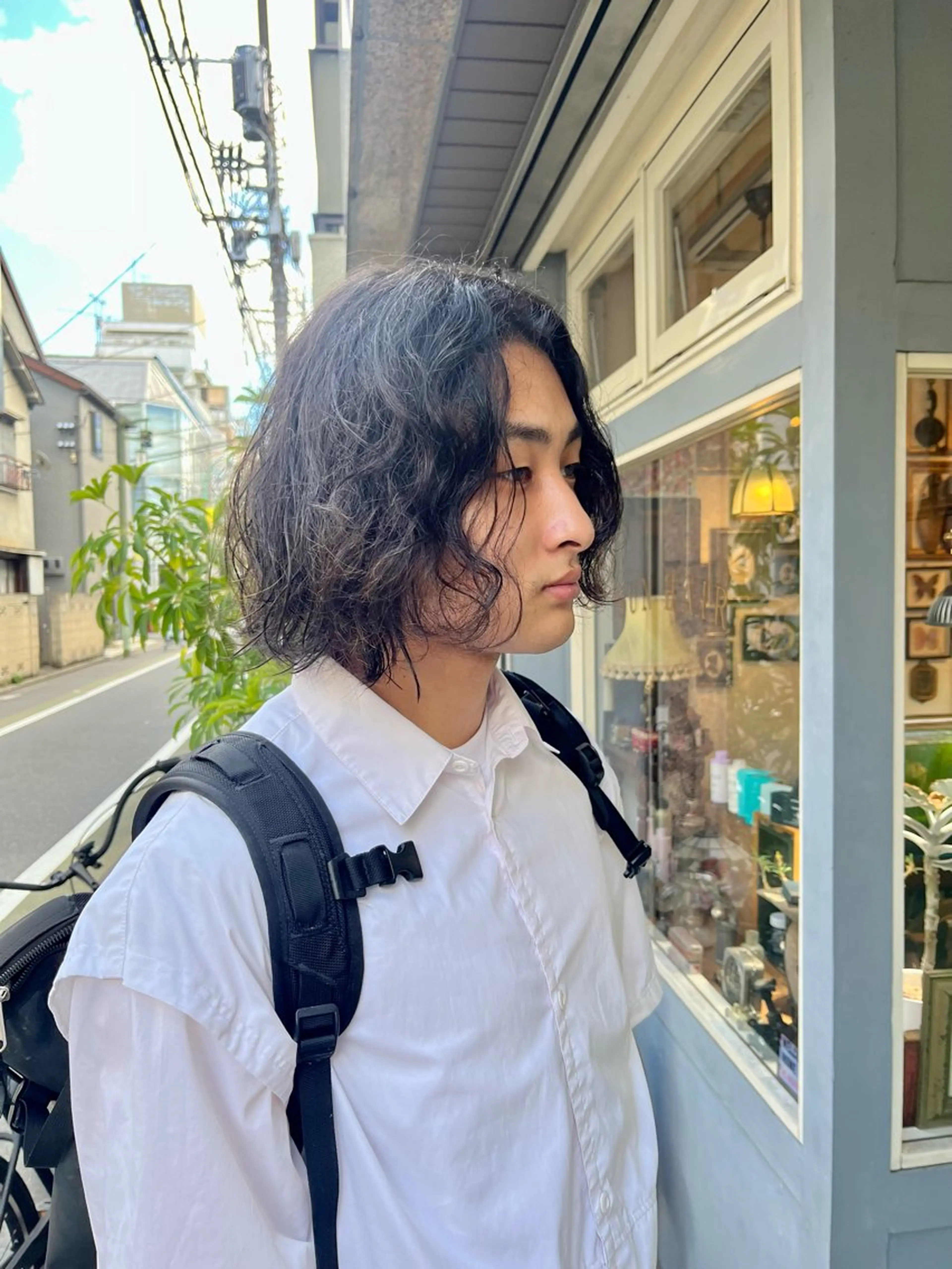 ミディアム パーマ メンズ ミディアムパーマ メンズパーマ カット パーマ ヘッドスパ 垢抜けショート🌱 パーマ/緒方椋のヘアスタイル