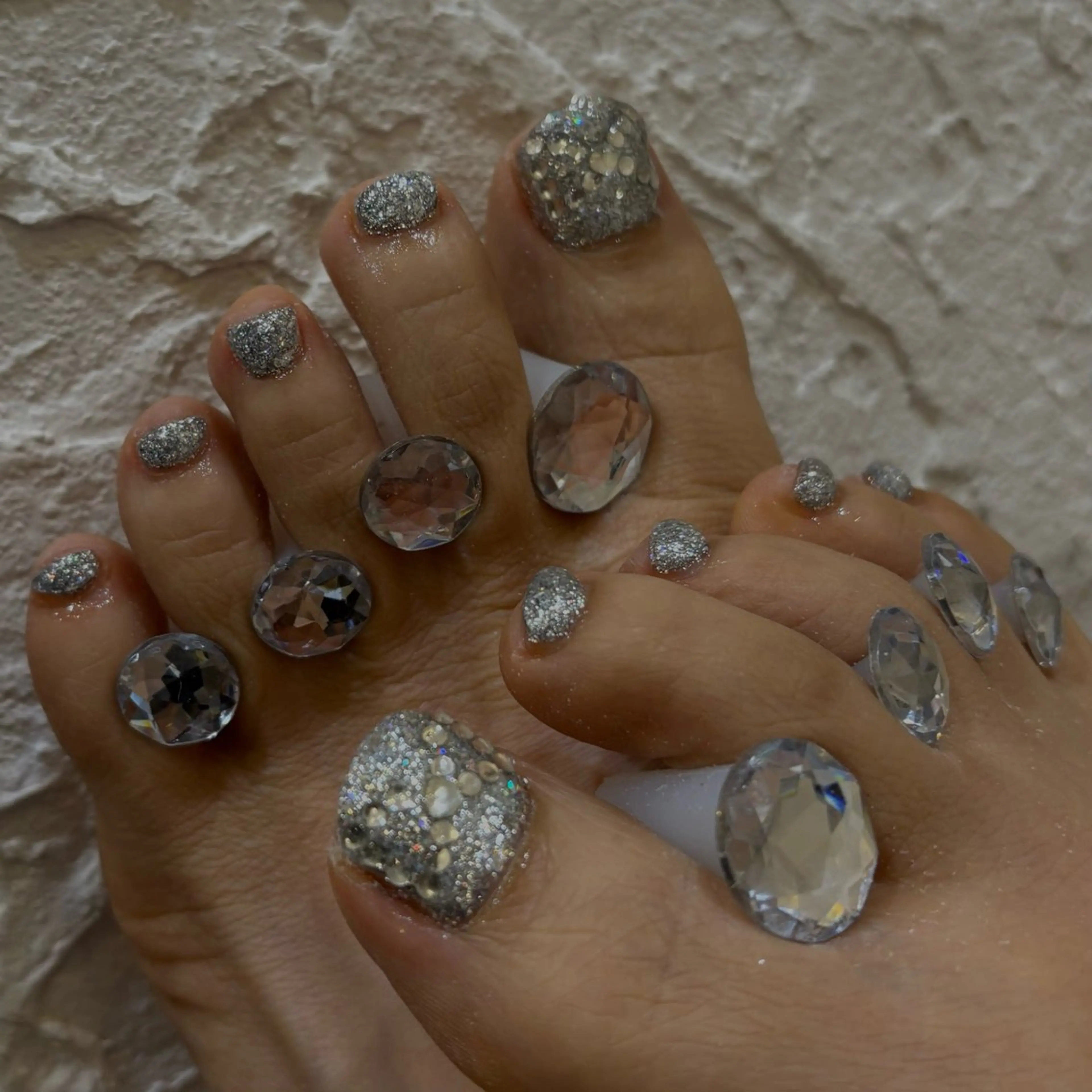 ネイル クリアネイル 長さ出し フットネイル キラキラネイル 韓国ネイル vante_aimi .パラジェル取扱店のネイルデザイン