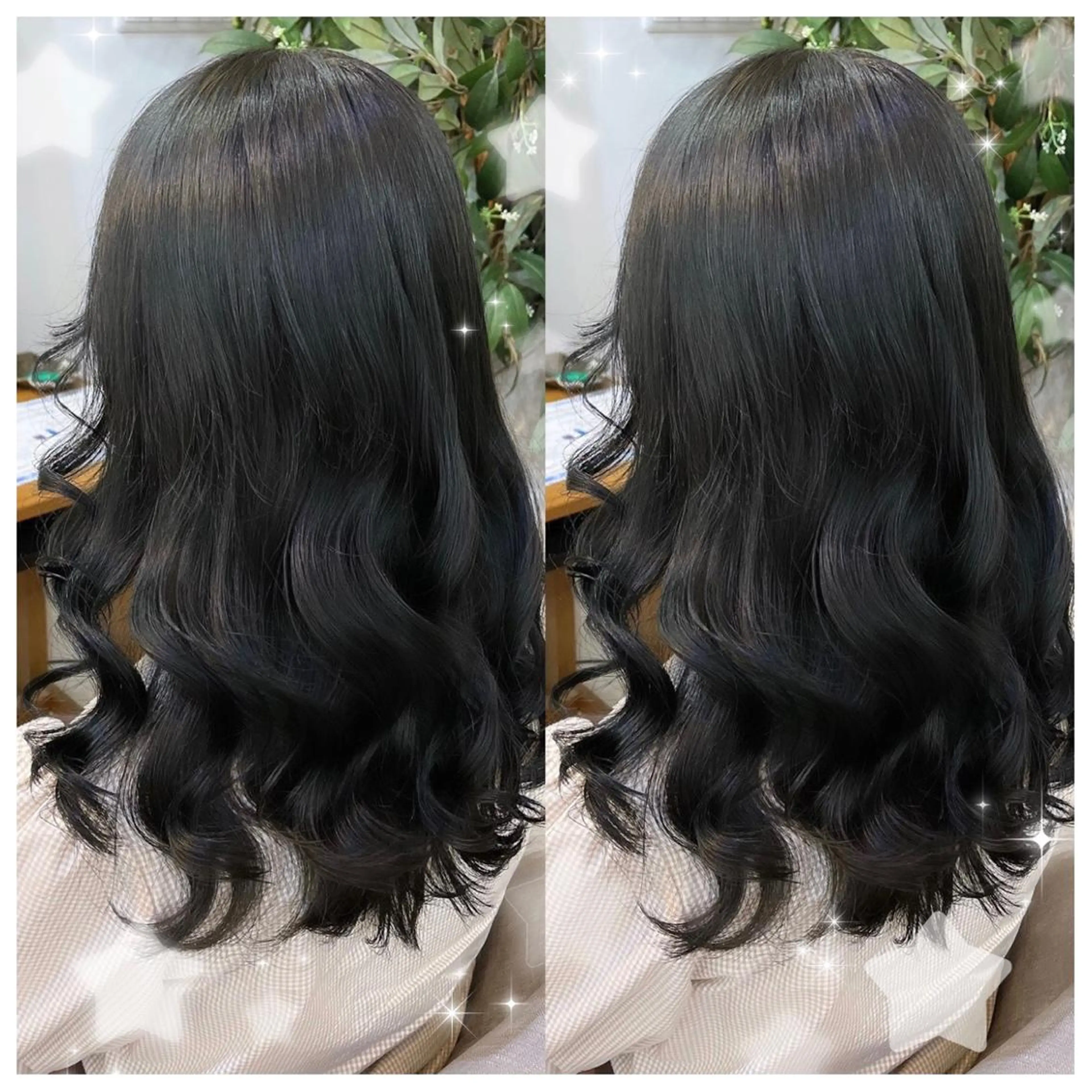 セミロング カラー ヘアアレンジ 結婚式・ブライダル シールエクステ バレイヤージュ 黒髪 ブリーチ セキグチ💞 lilaのマツエク・マツパデザイン