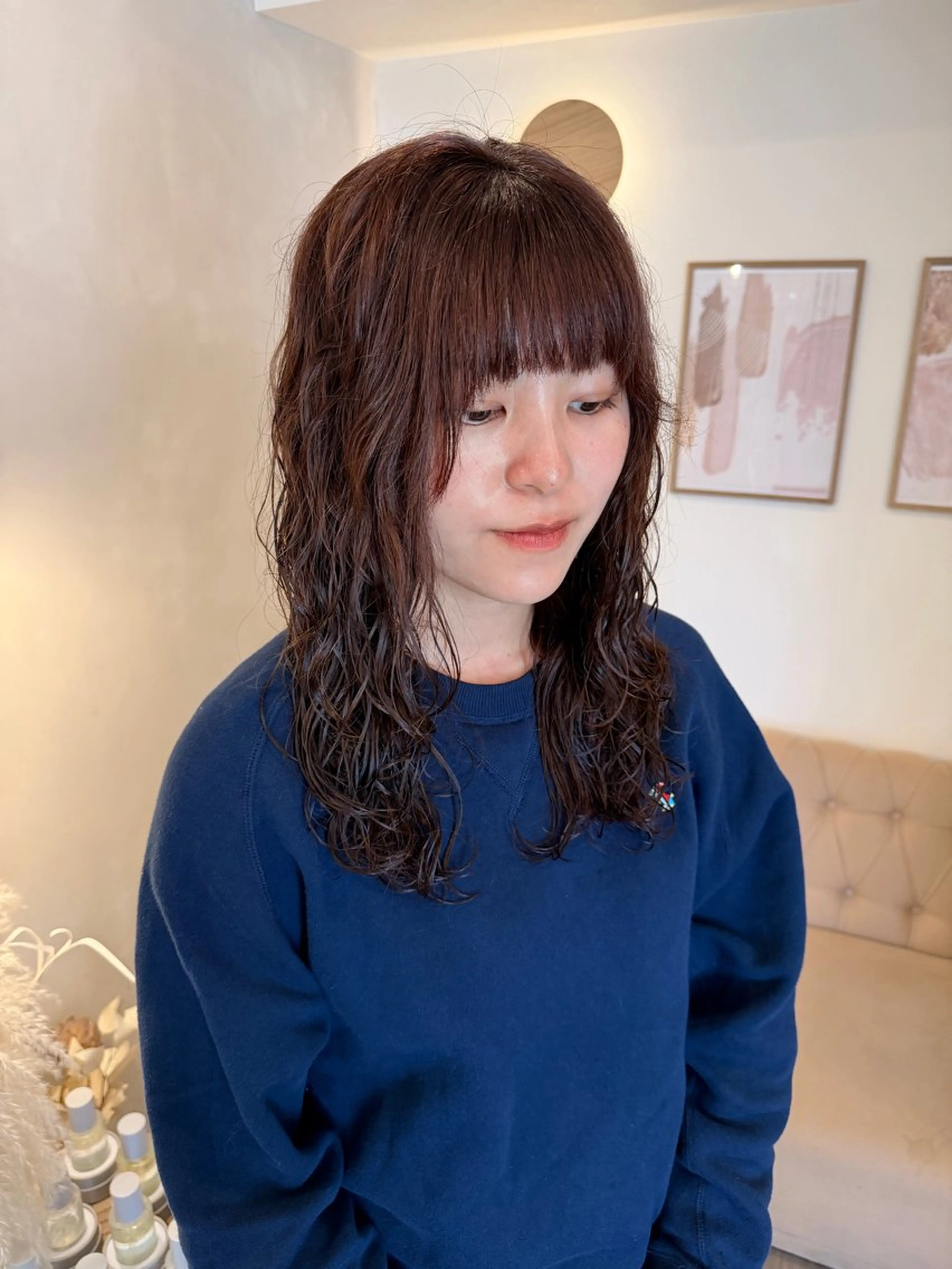 ロング パーマ カット パーマ トリートメント 草野ゆずき⌇縮毛矯正 ⌇Wカラー⌇レイヤーのヘアスタイル
