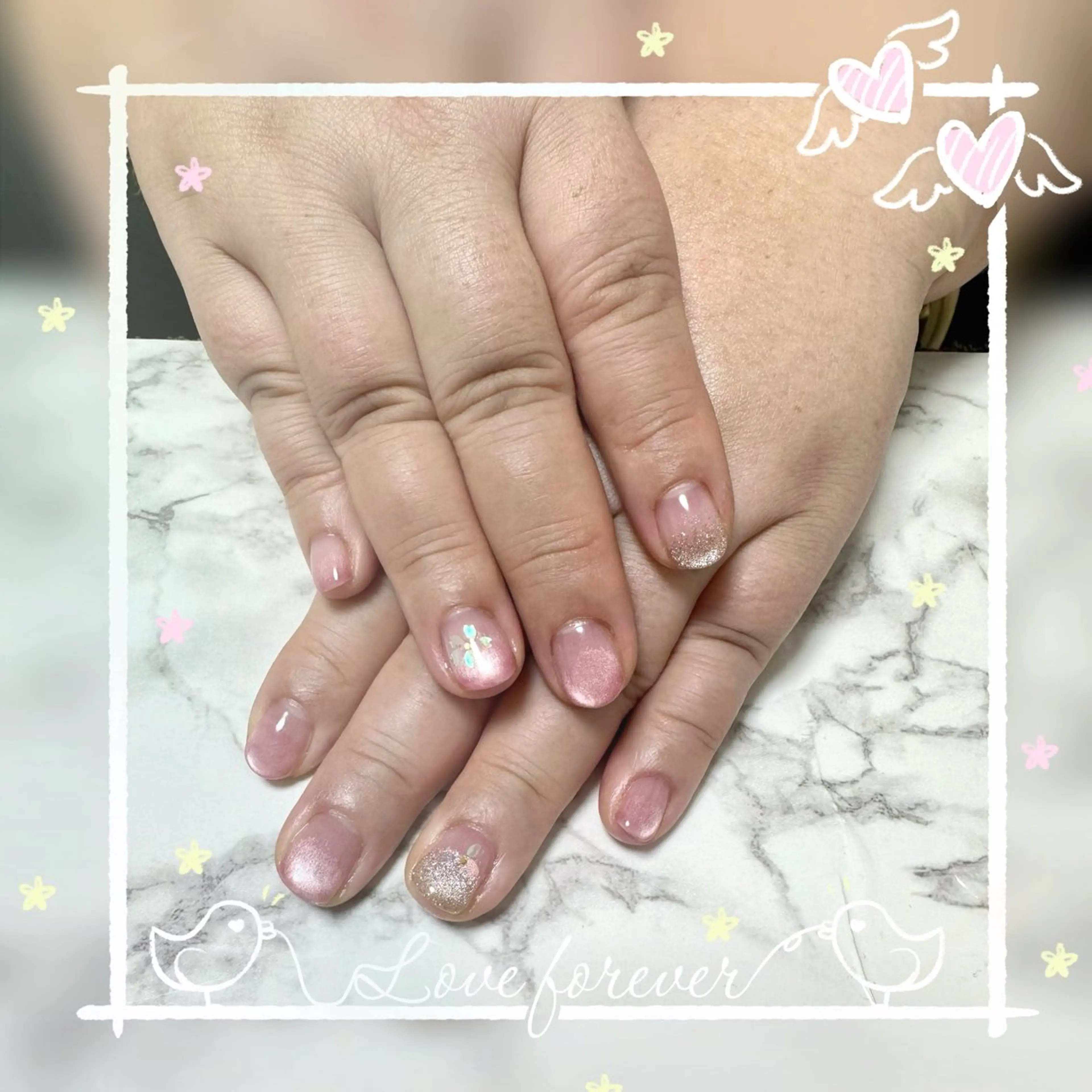 ネイル 桜ネイル マグネットネイル 春ネイル ハンドネイル HaNA 　nail salonのネイルデザイン