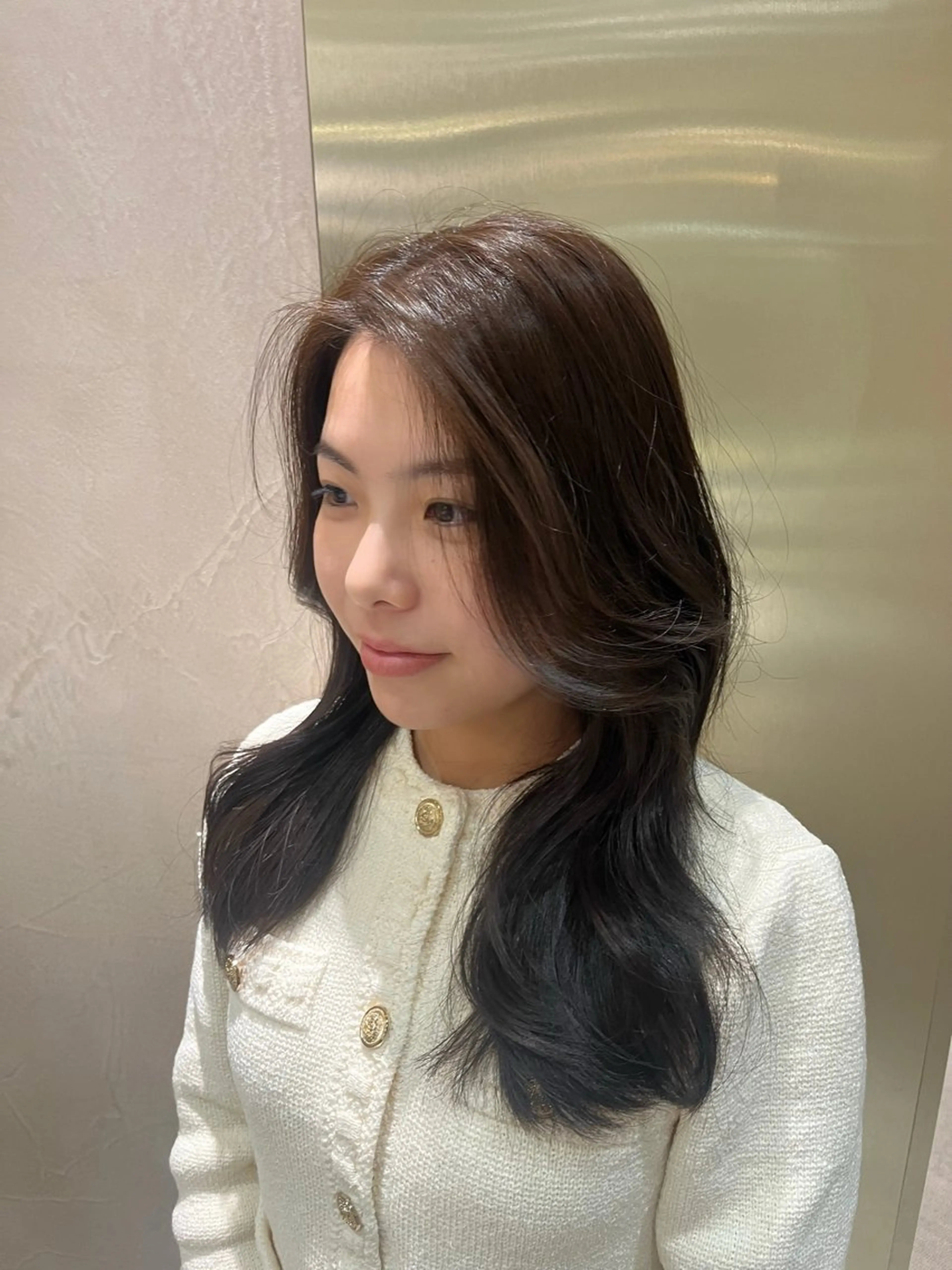 セミロング カット ヘアカラー 顔周りカット/ 透明感カラー/ユナのヘアスタイル