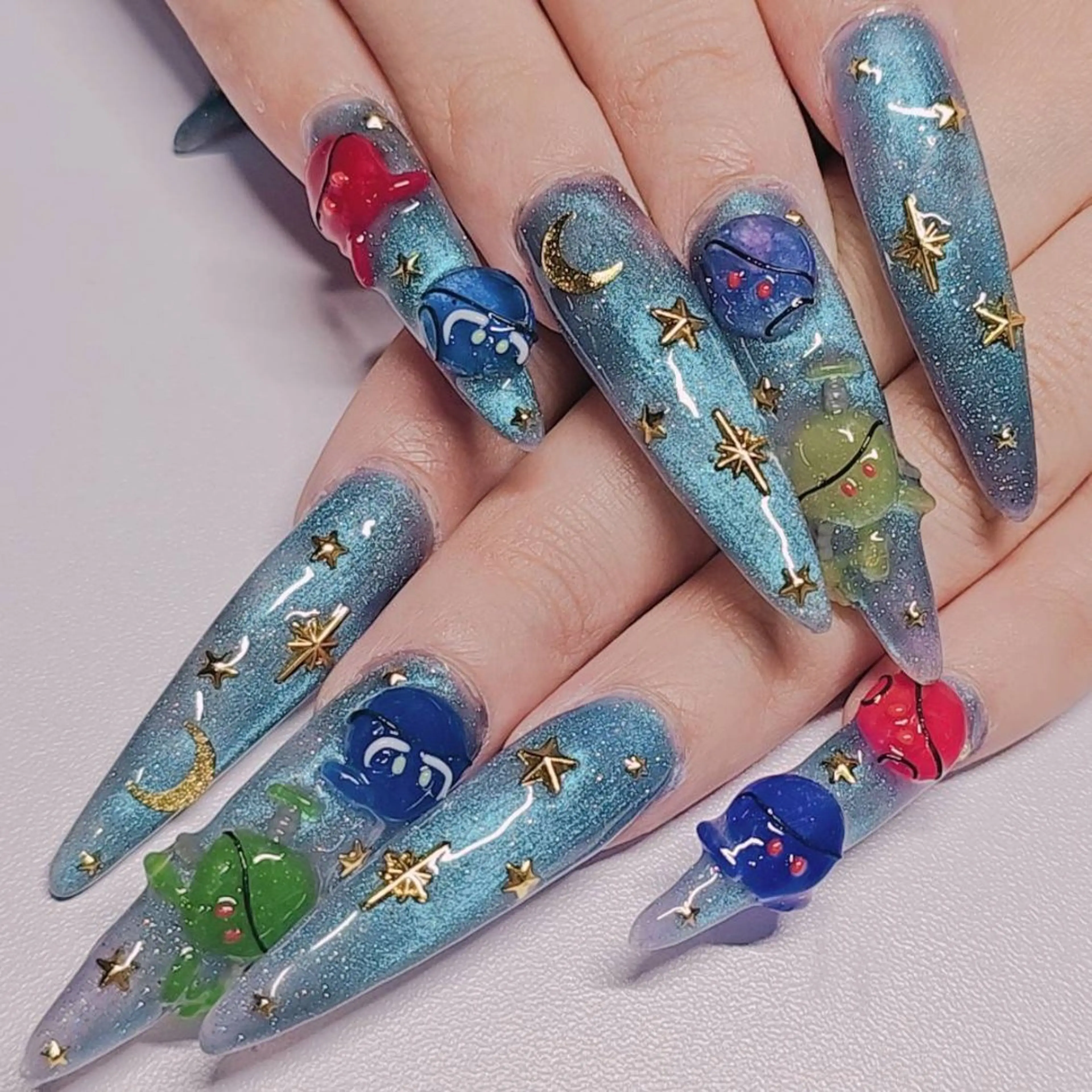 ネイル アートネイル クリアネイル ラメ(グリッター) マグネットネイル ネイビー ハンドネイル よしだ ひろきのネイルデザイン