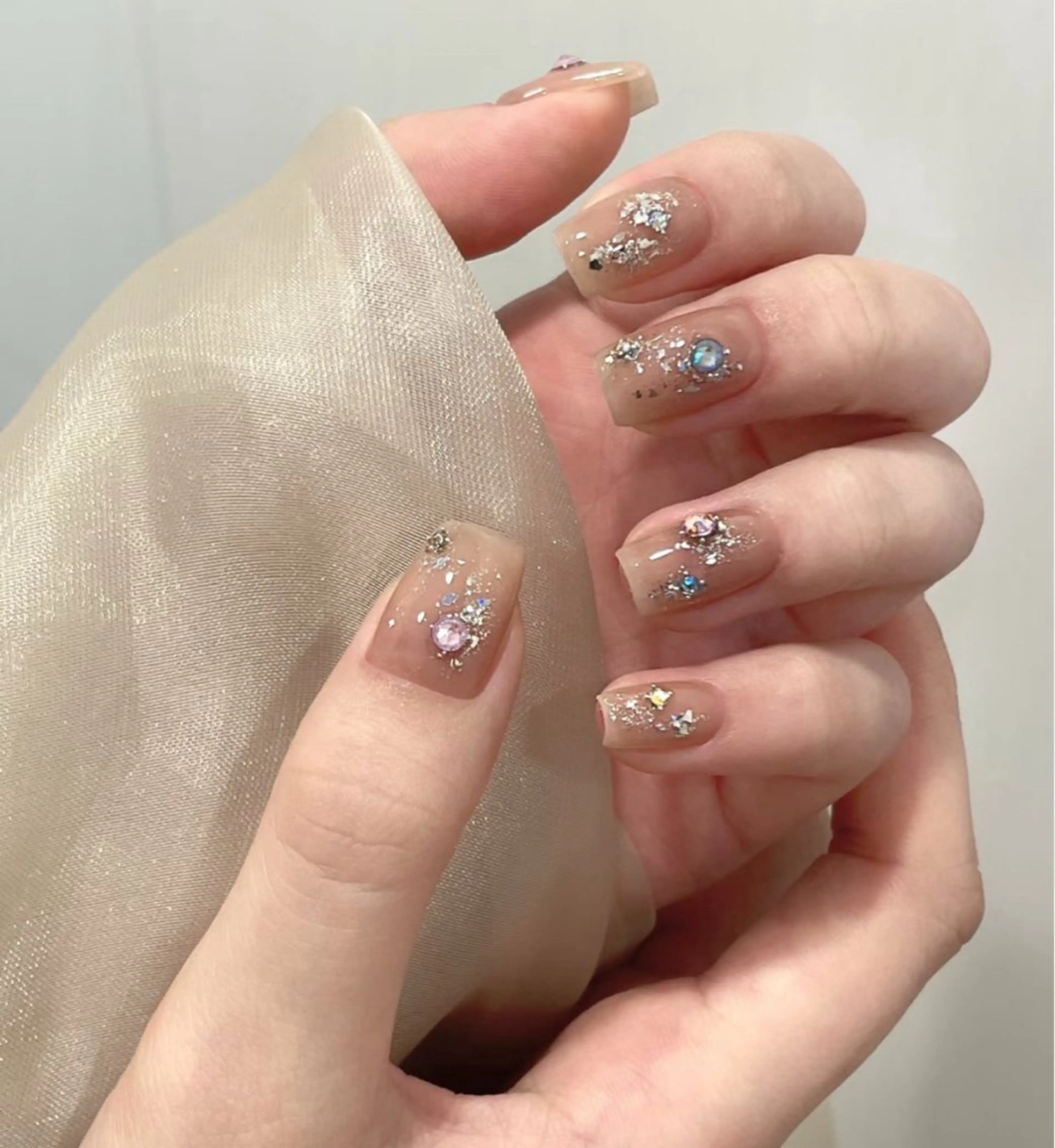 ネイル アートネイル オーロラネイル チークネイル フレンチネイル ガラスフレンチ ハンドネイル 🎀🎀YooLi Nail Salonのネイルデザイン