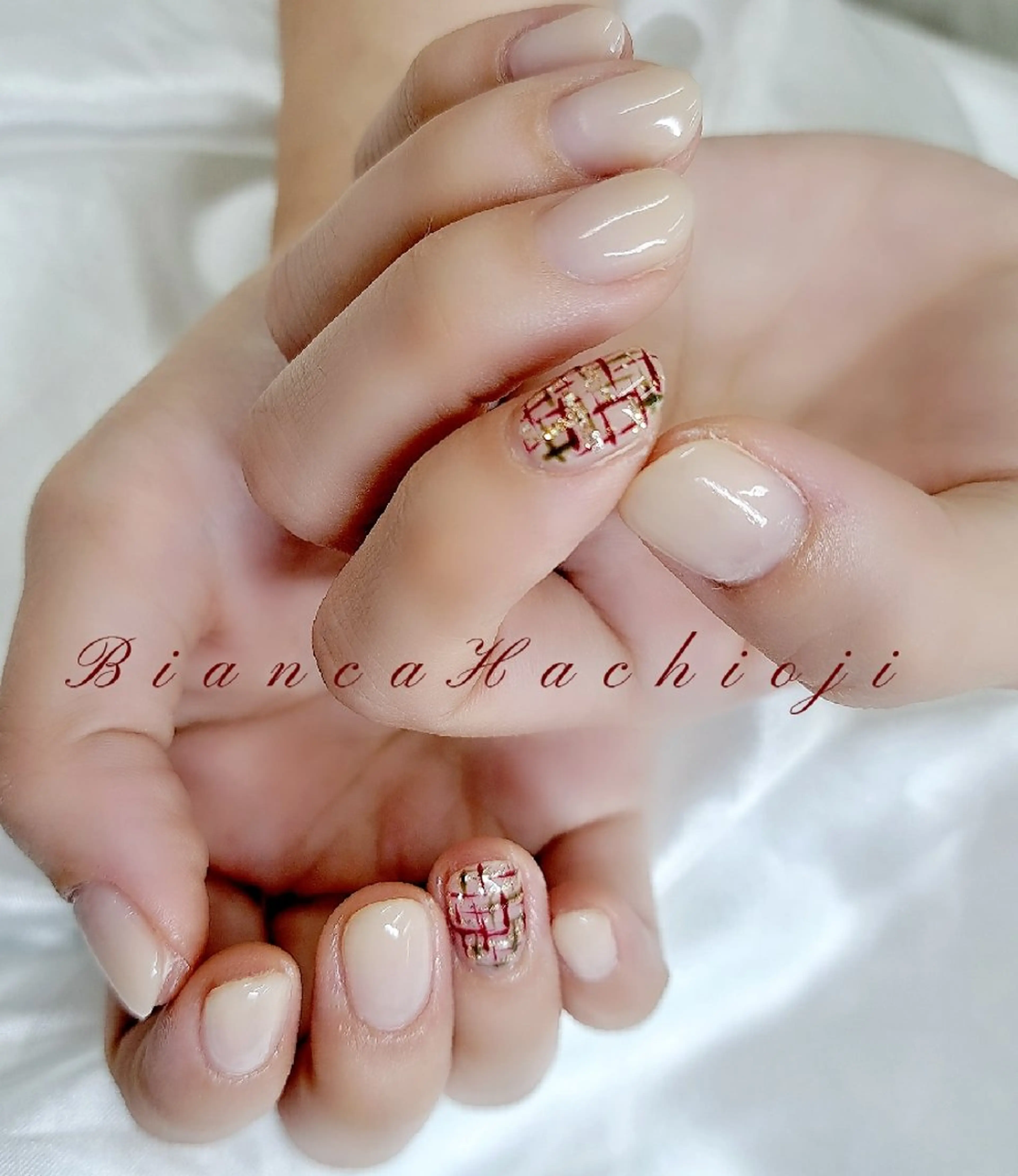 ネイル ツイードネイル 冬ネイル クリスマス Bianca八王子 まえさだのネイルデザイン