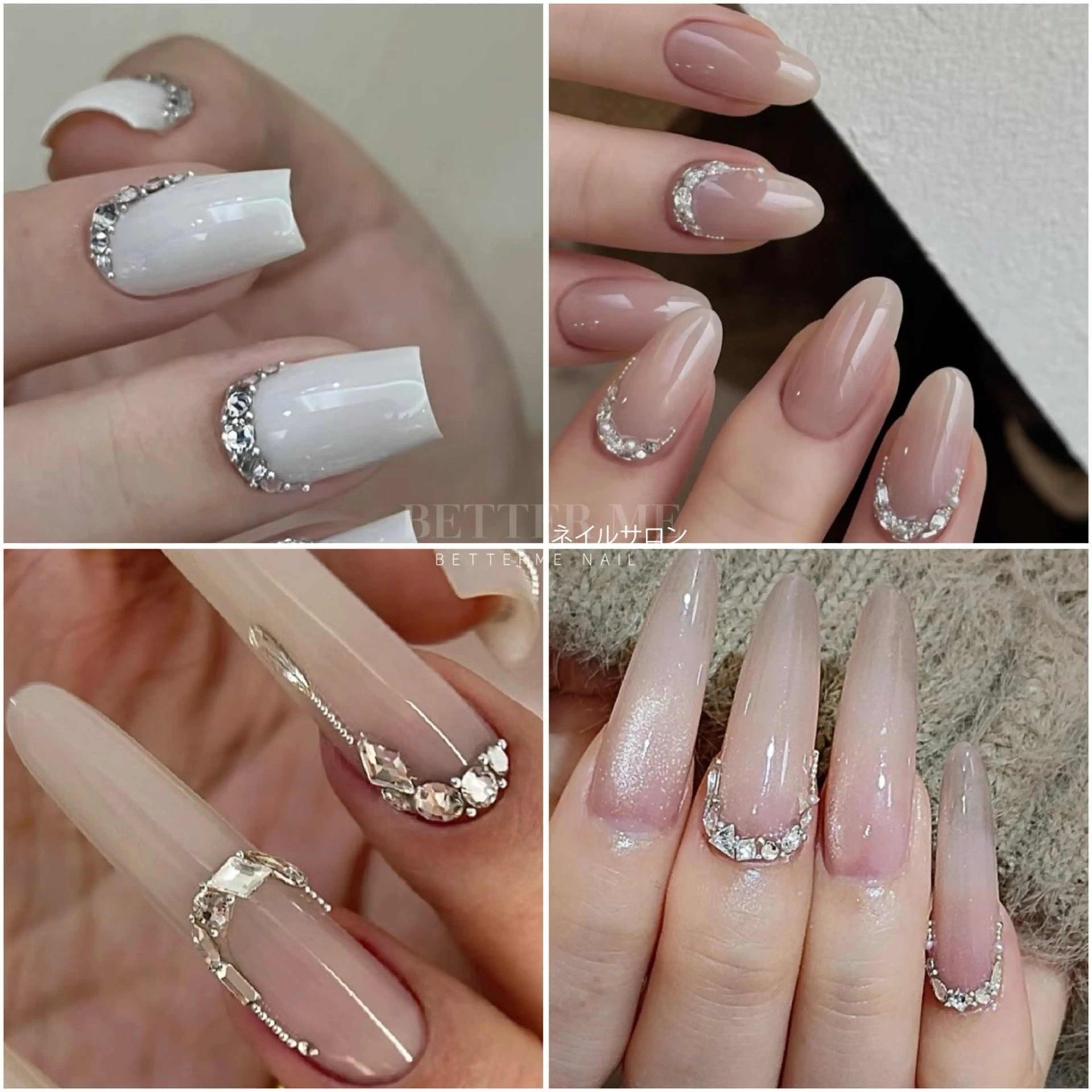 ネイル ストーンネイル ハンドネイル BETTER ME ネイルサロン池田公園のネイルデザイン