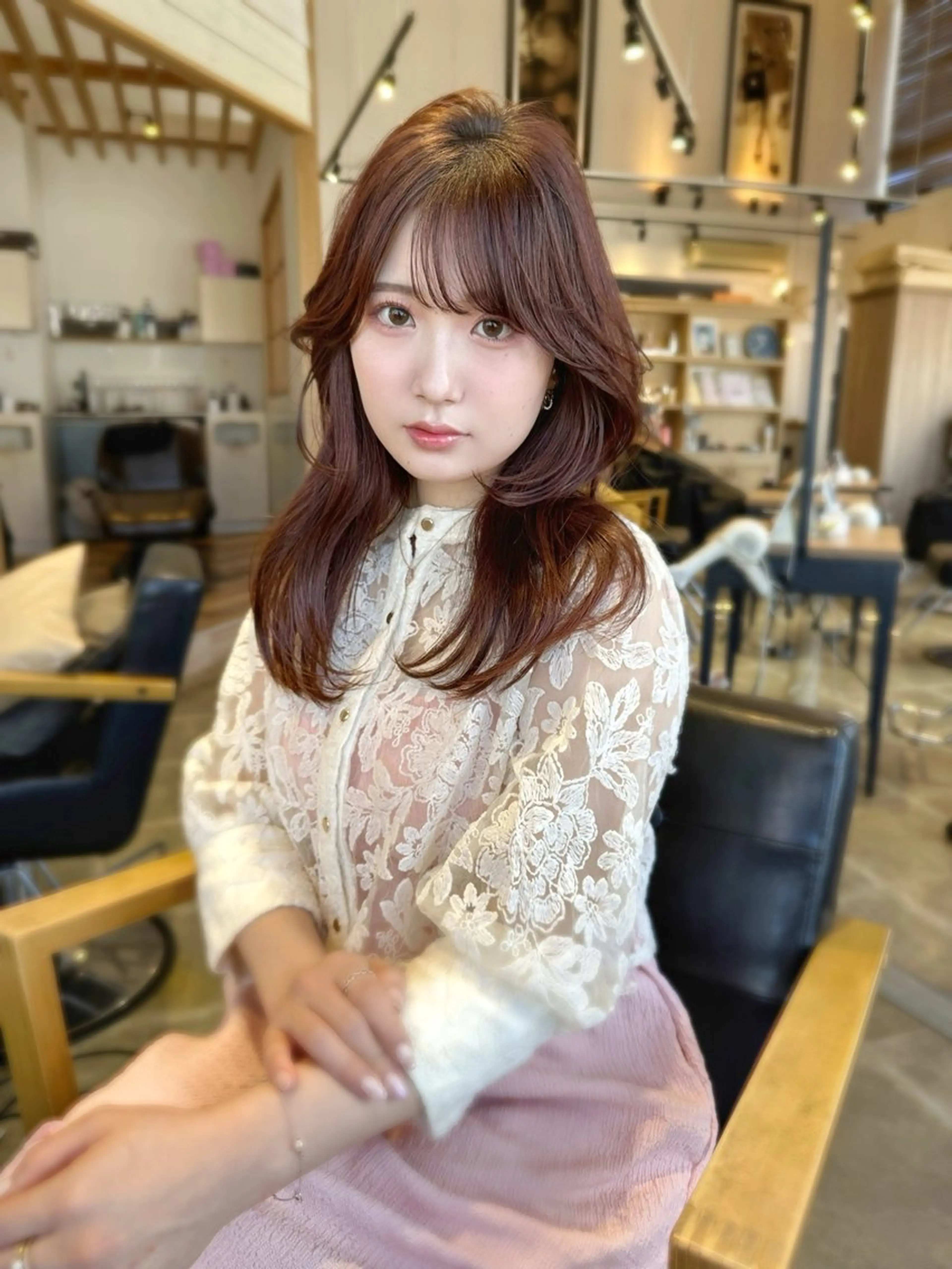 セミロング カット ヘアカラー ヘッドスパ La Bonheur hair reve 池袋西口所属・コテ巻き風パーマ /志村大成のヘアスタイル