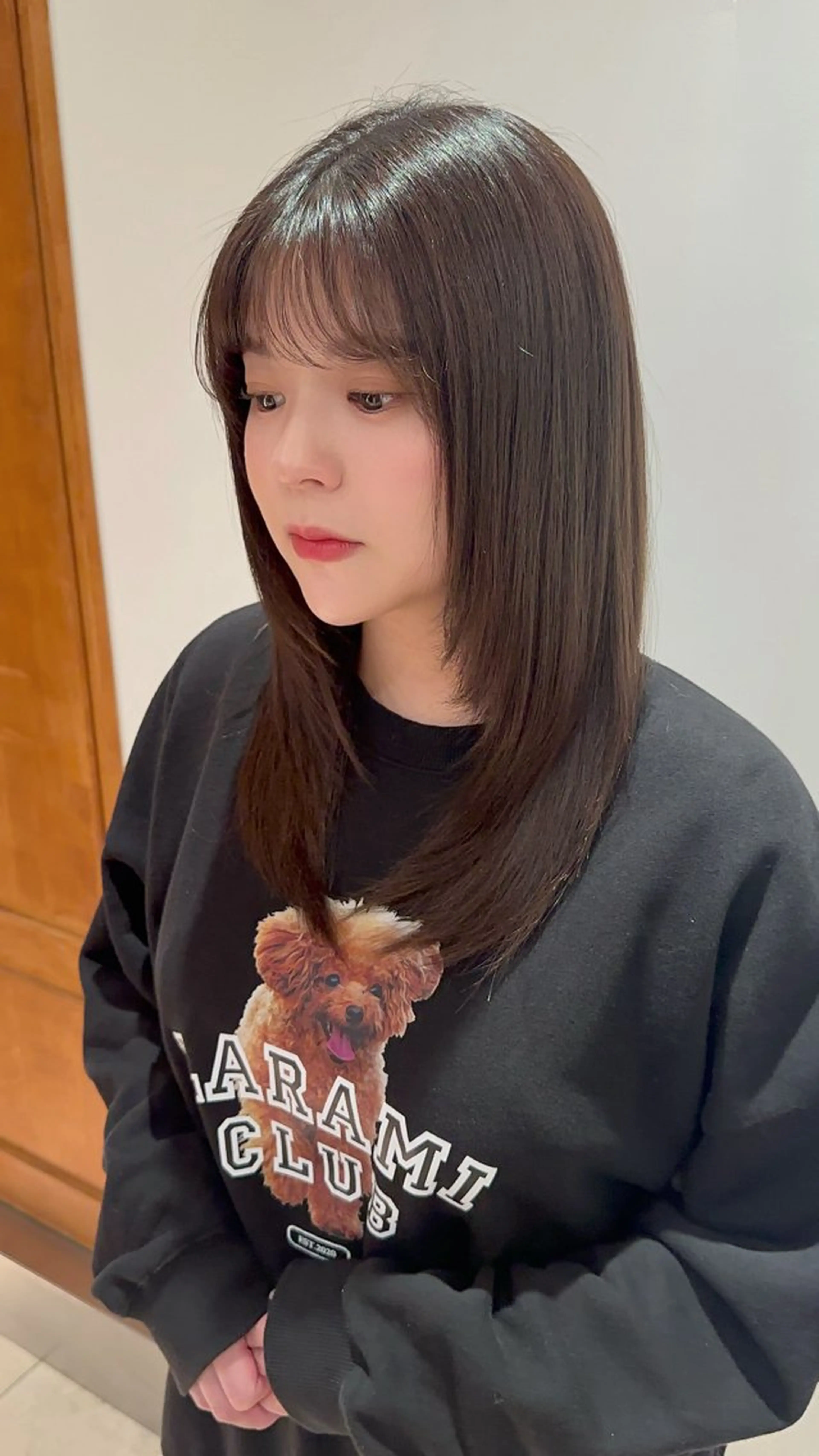 セミロング カラー パーマ ヘアアレンジ 顔まわりレイヤー レイヤーカット ストレートパーマ カット パーマ 縮毛矯正 トリートメント VIVIE【ヴィヴィ】所属・髪質改善/韓国風 レイヤー/田村祐樹のヘアスタイル