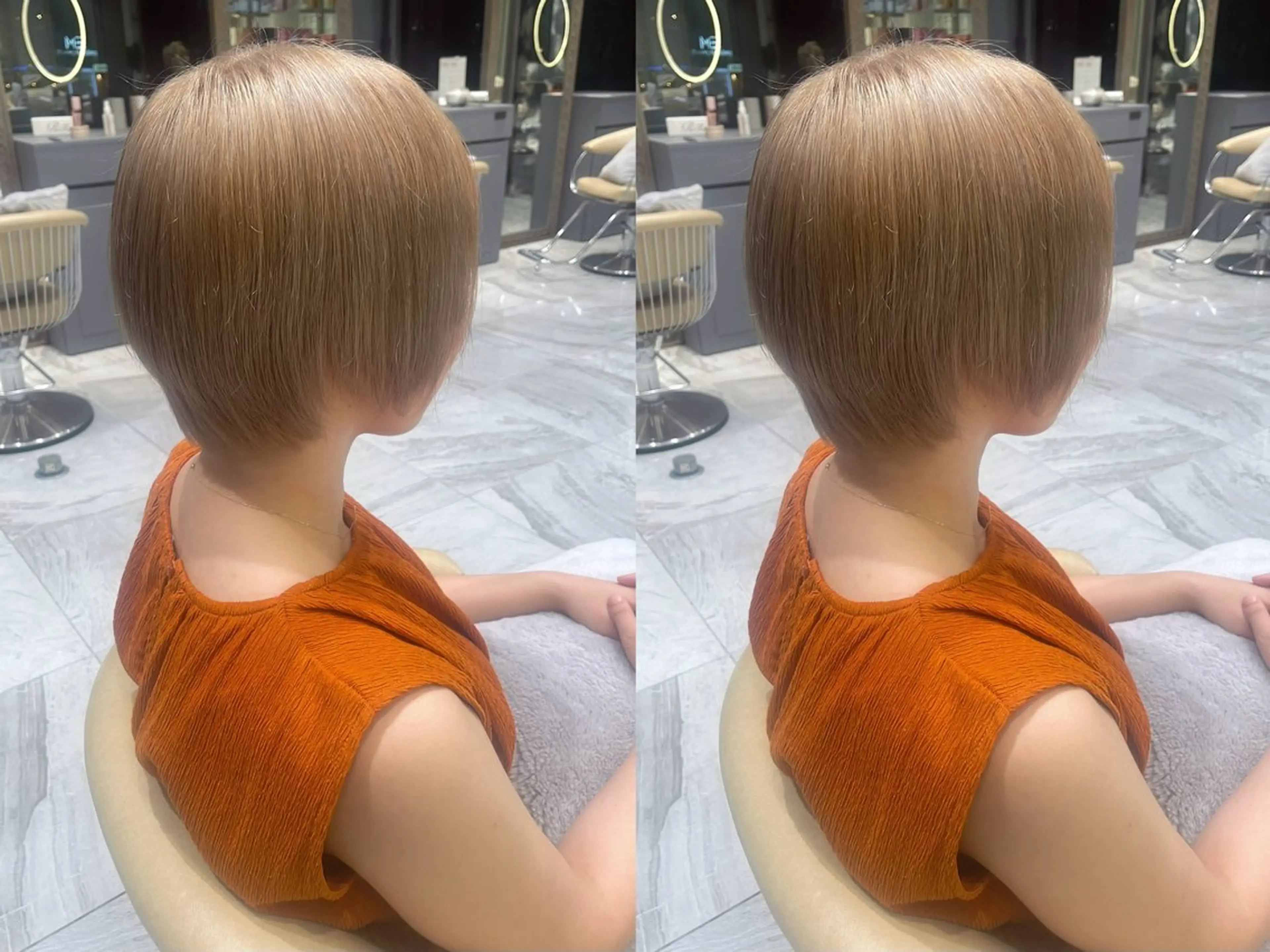 ショート カラー ゆらんちょ/ブリーチ 無w/縮毛矯正/暖色のヘアスタイル