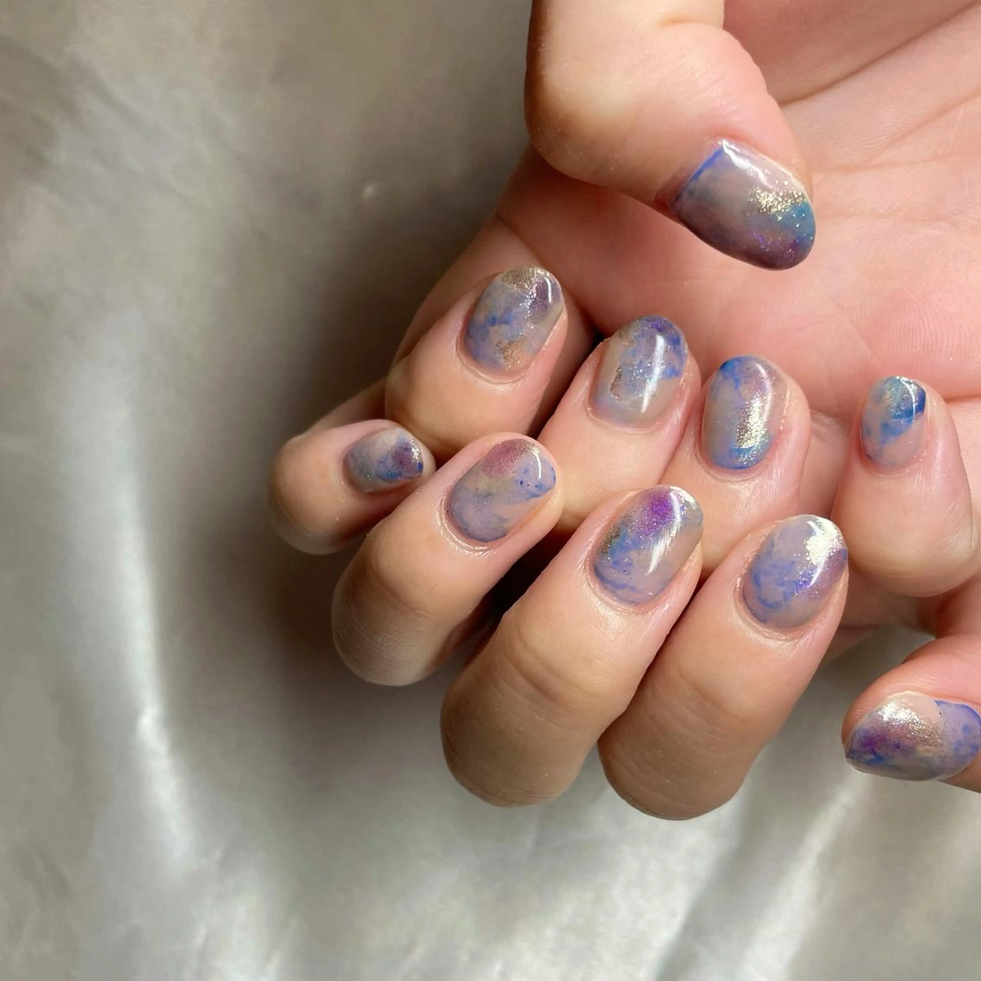 ショート カラー パーマ ヘアアレンジ メンズ キッズ ネイル マツエク・マツパ 大理石ネイル(マーブル) nail&eye Aoのマツエク・マツパデザイン