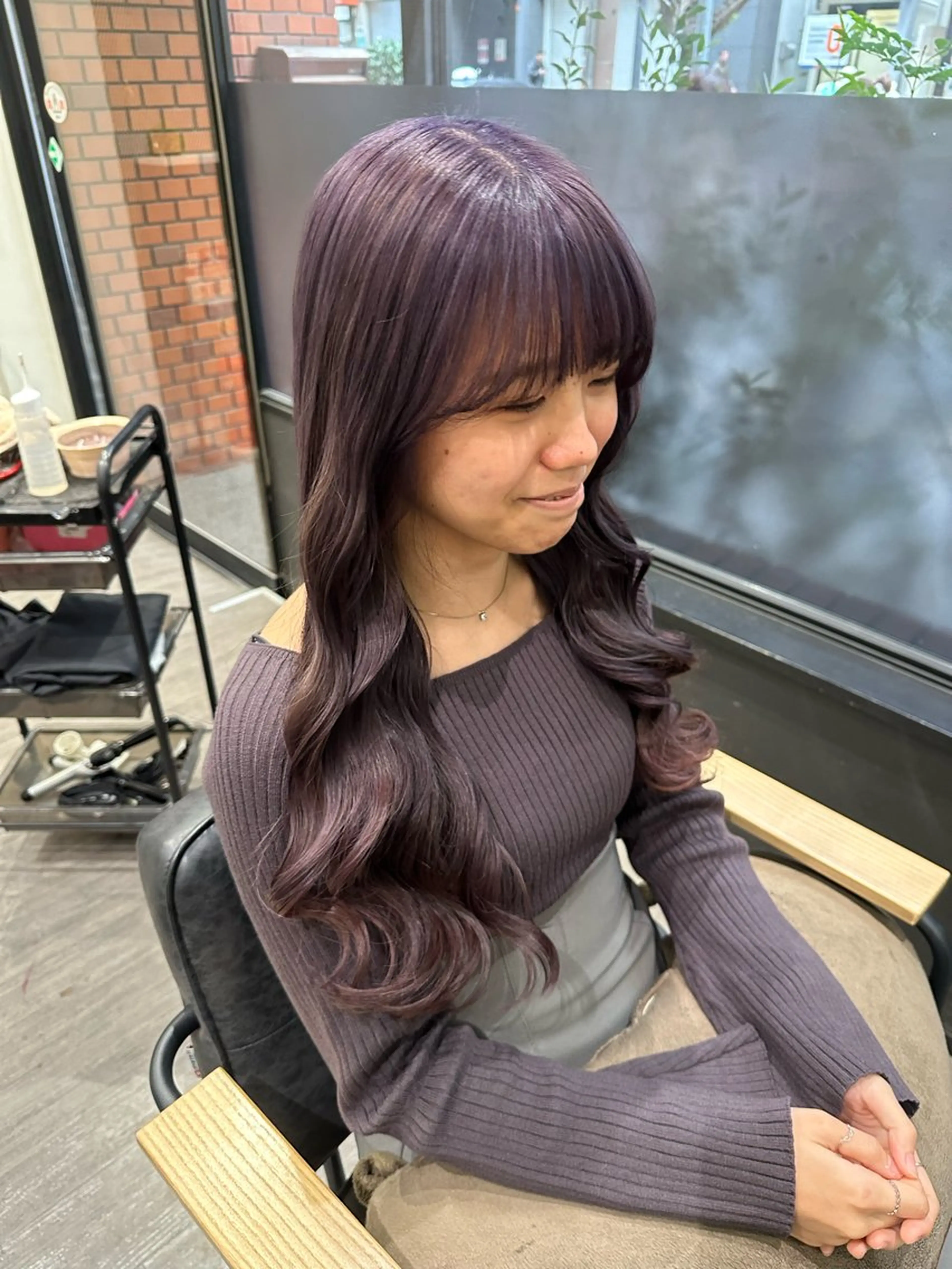 ロング カラー ラベンダーカラー ラベンダーグレー カット ヘアカラー トリートメント 艶髪レイヤー上田 紗也🇰🇷💗のヘアスタイル