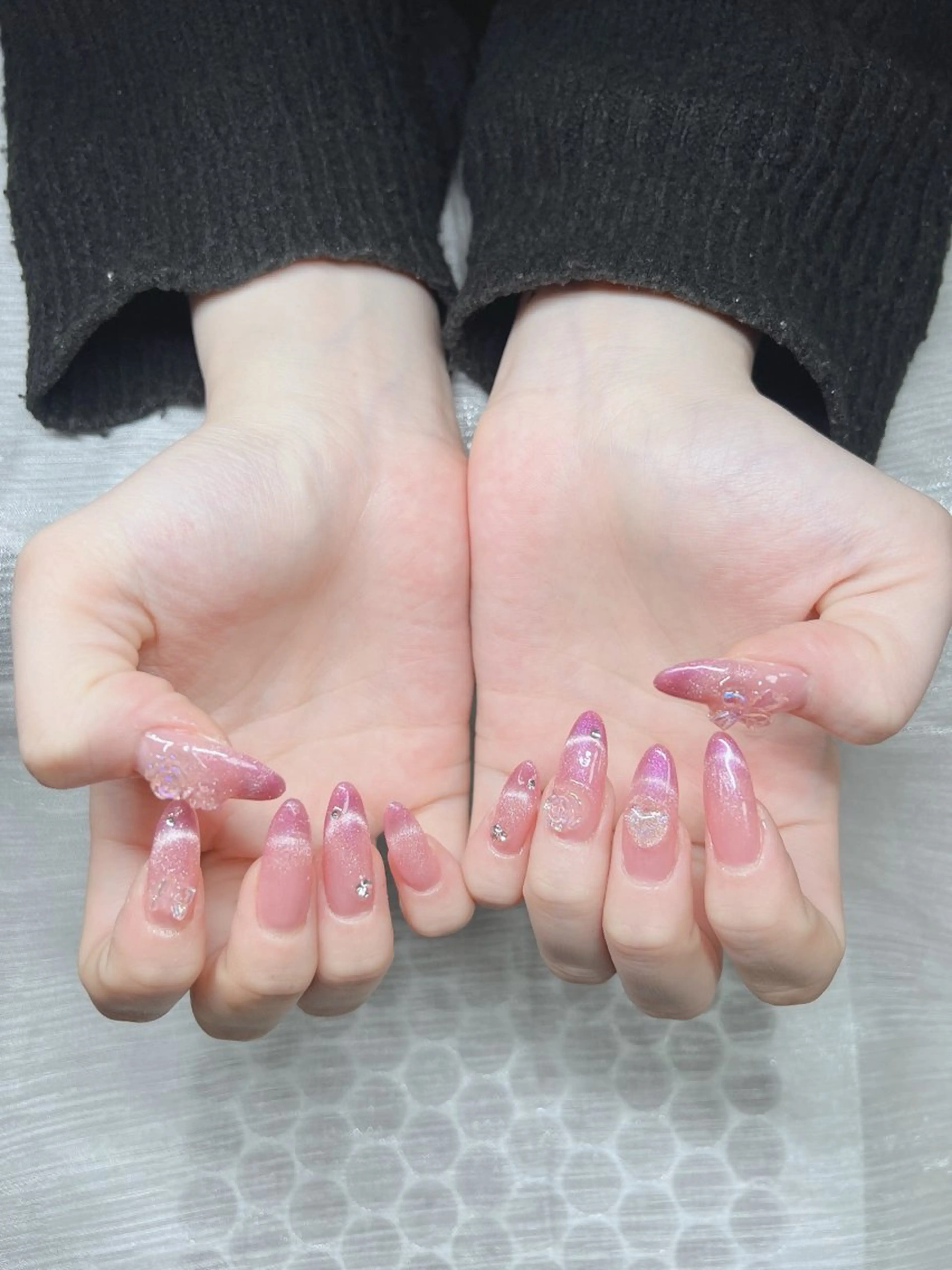 ネイル オーロラネイル チークネイル 長さ出し フットネイル フレンチネイル Lee Nails チップ長さだし専門店のネイルデザイン