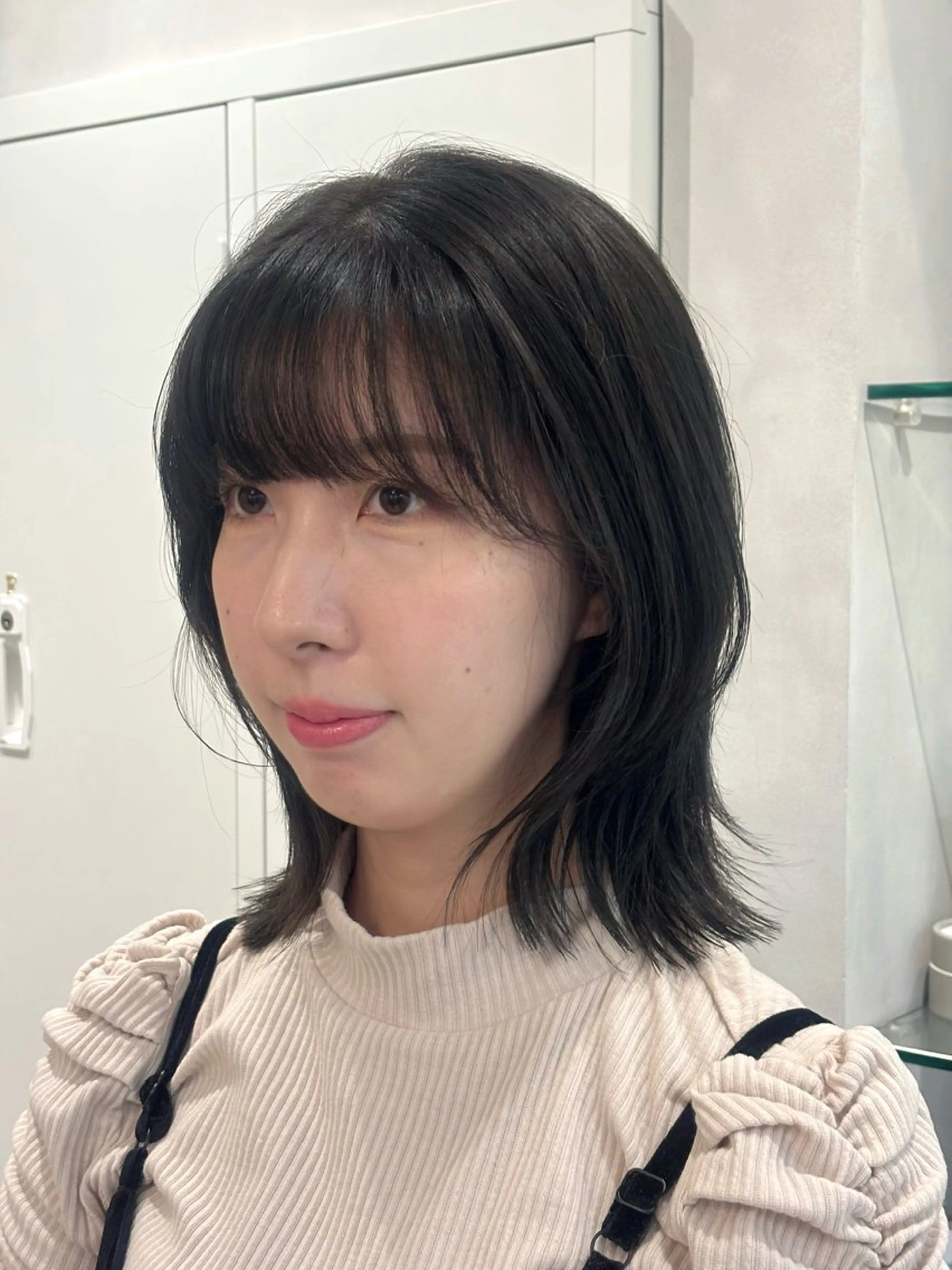 ミディアム カラー カット ヘアカラー トリートメント レイヤーカット🍒韓 国ヘア🍒ひかりのヘアスタイル