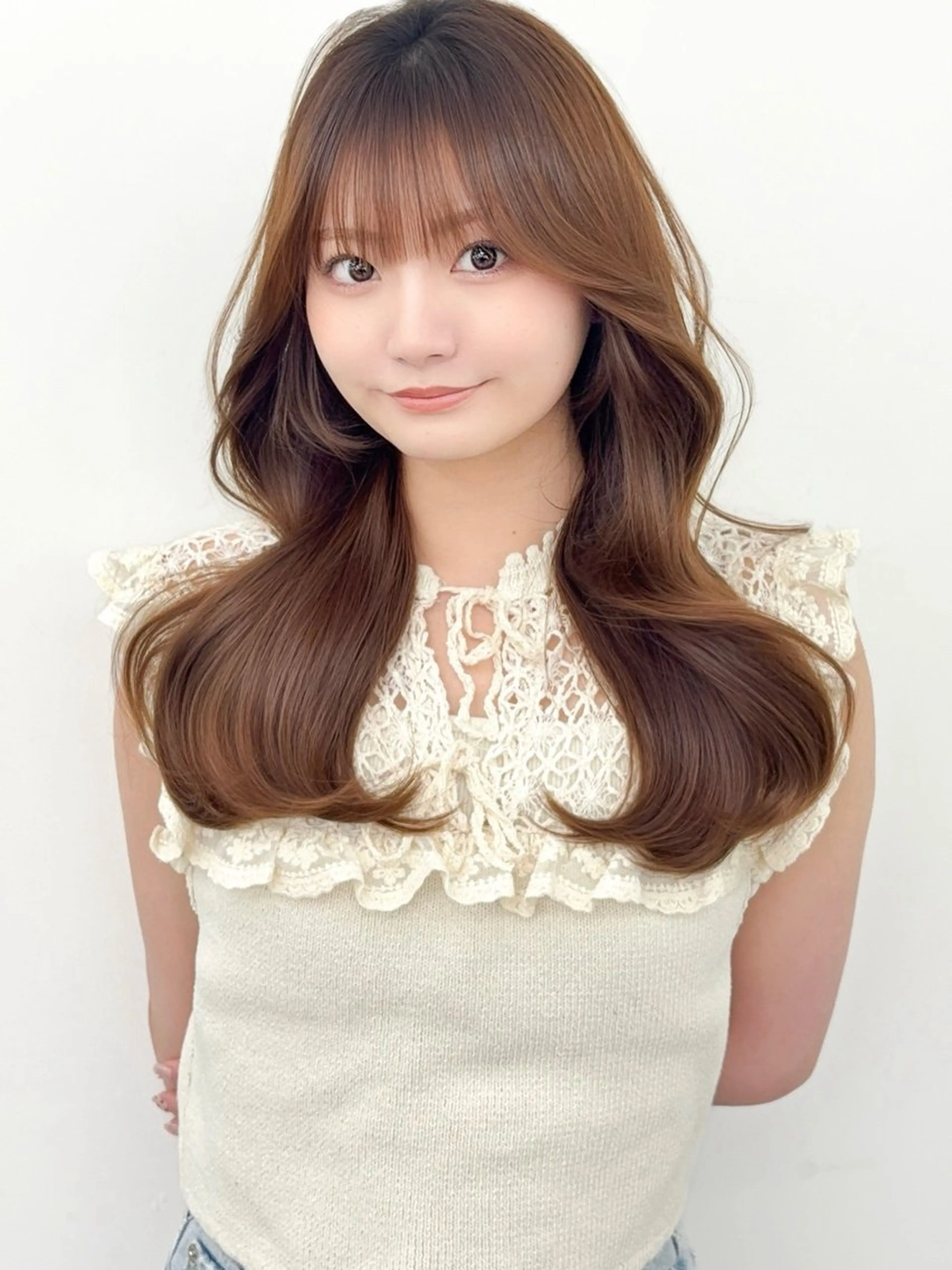 ロング カラー ブラウンカラー 透明感カラー 小顔カット カット ヘアカラー トリートメント 韓国ヘア/レイヤー/ 顔まわり足立遥奈のヘアスタイル