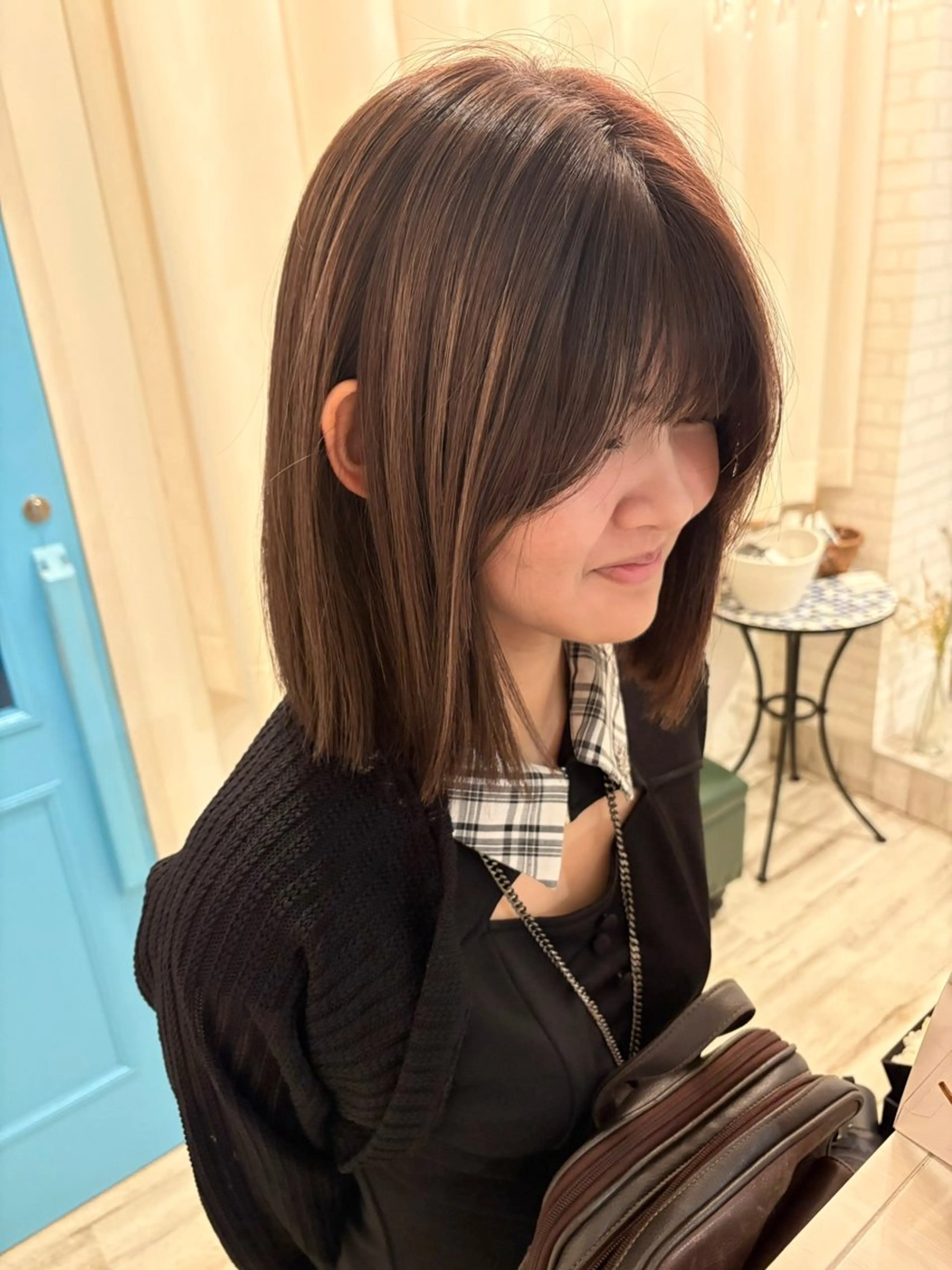 ショート カラー ブラウンカラー ハイライトカラー ボブ ハイライト カット ヘアカラー トリートメント 透明感/韓国風 HIRARIのヘアスタイル