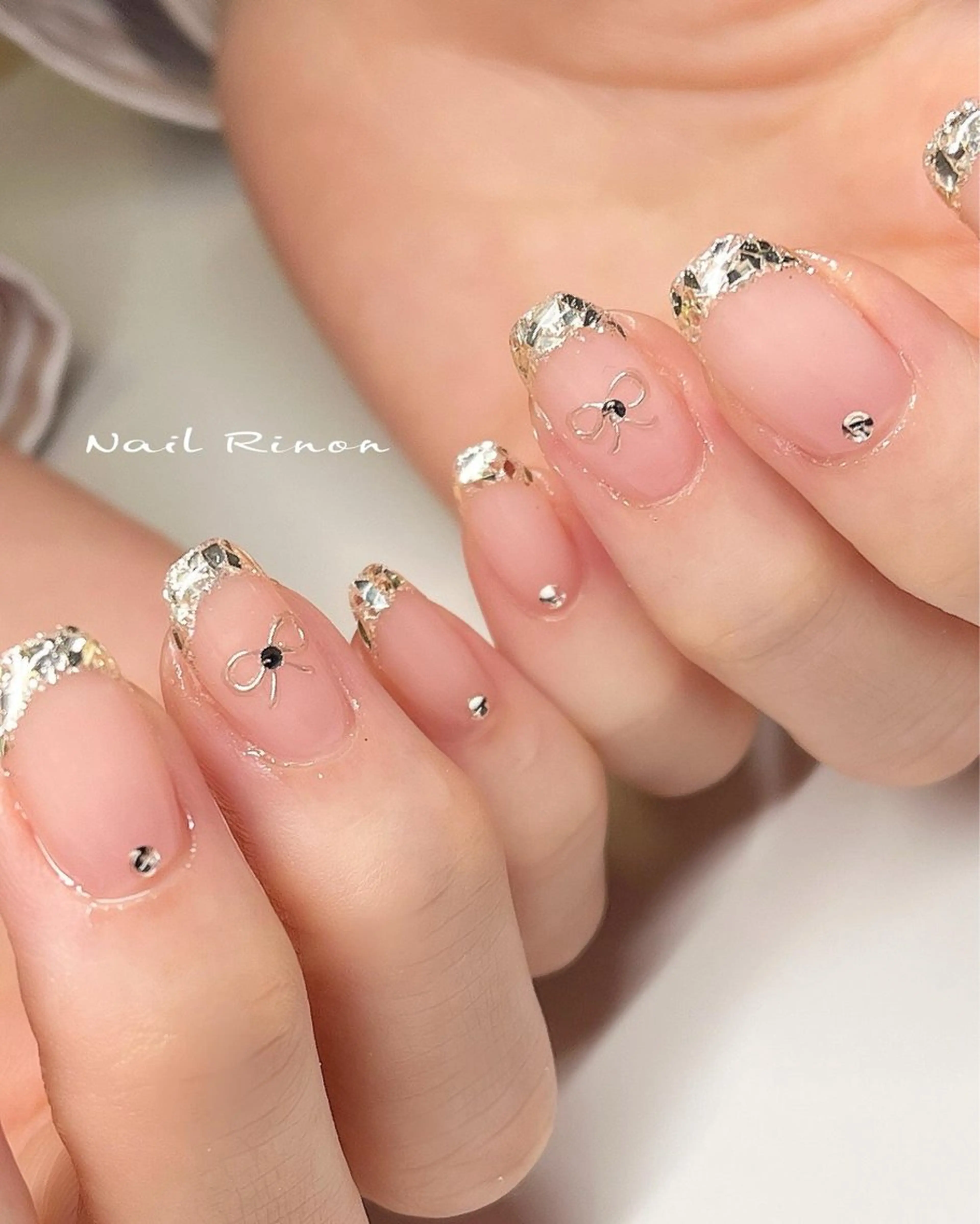 ネイル フレンチネイル ガラスフレンチ ハンドネイル Nail Rinonのネイルデザイン