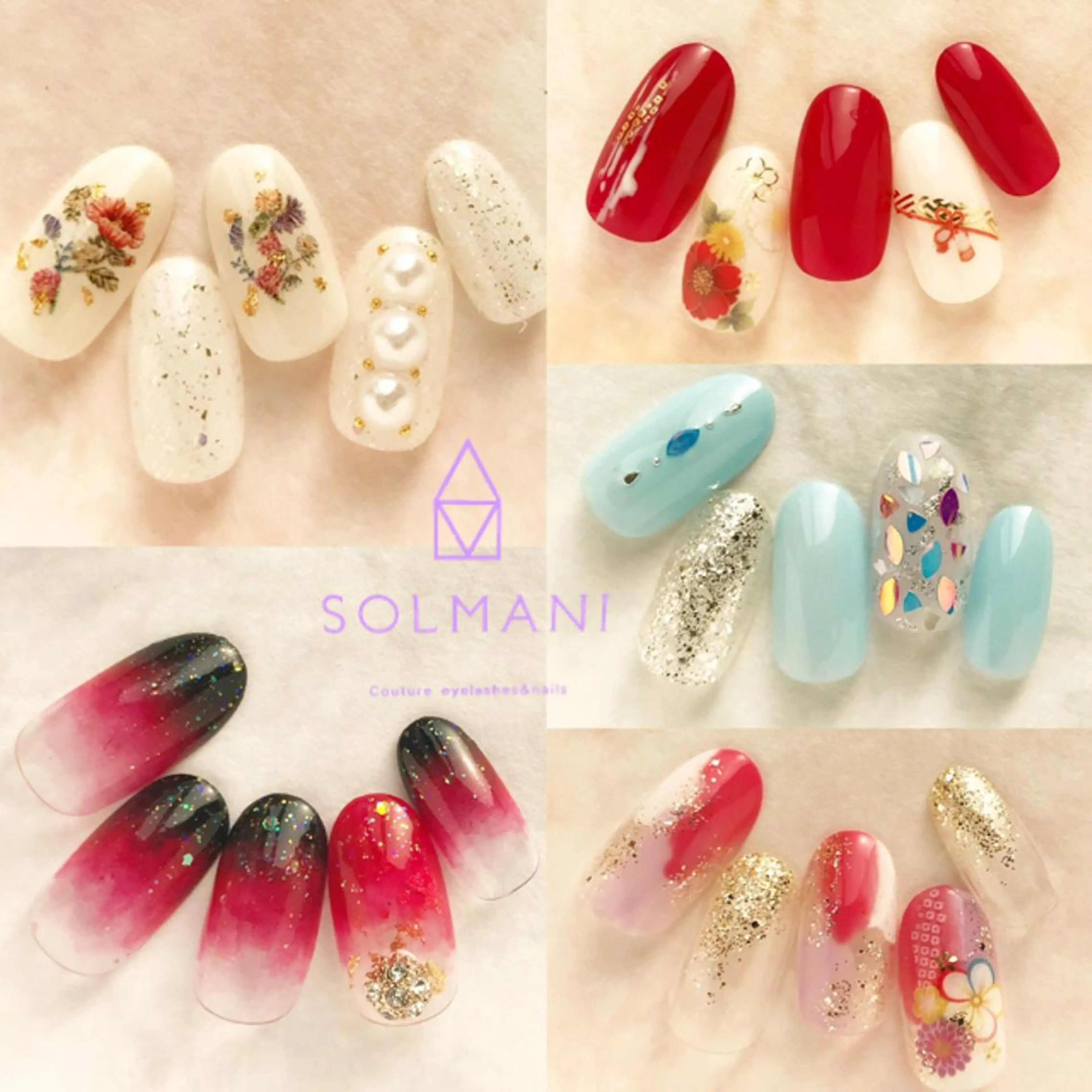 ネイル 成人式 長さ出し SOLMANI 予約担当のネイルデザイン