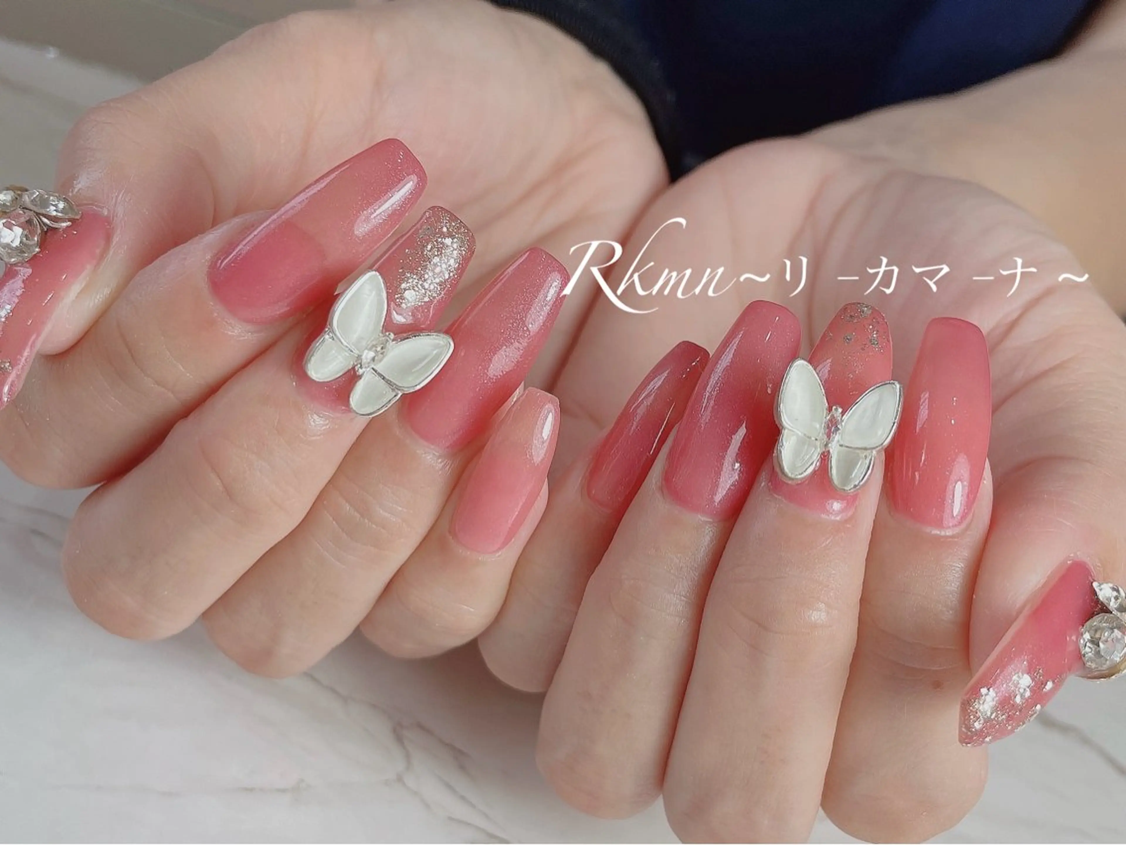 ネイル アートネイル ラメ(グリッター) ピンク 春ネイル ハンドネイル フットネイル ハンドケア Rkmn ~リ-カマ-ナ~のネイルデザイン