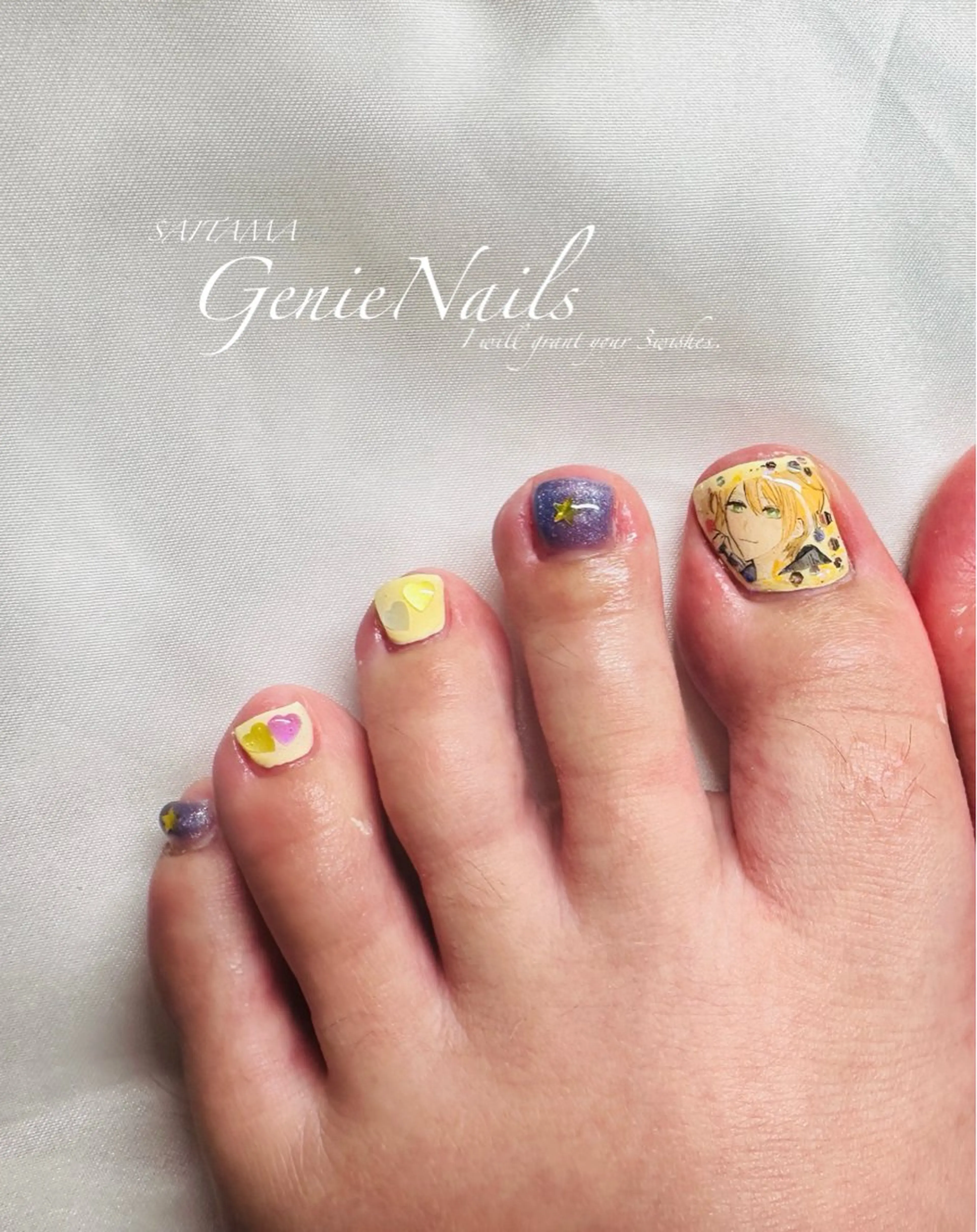 メンズ ネイル アートネイル 長さ出し 氷ネイル・うるうるネイル ロングネイル 持ち込み Genie Nailsのネイルデザイン