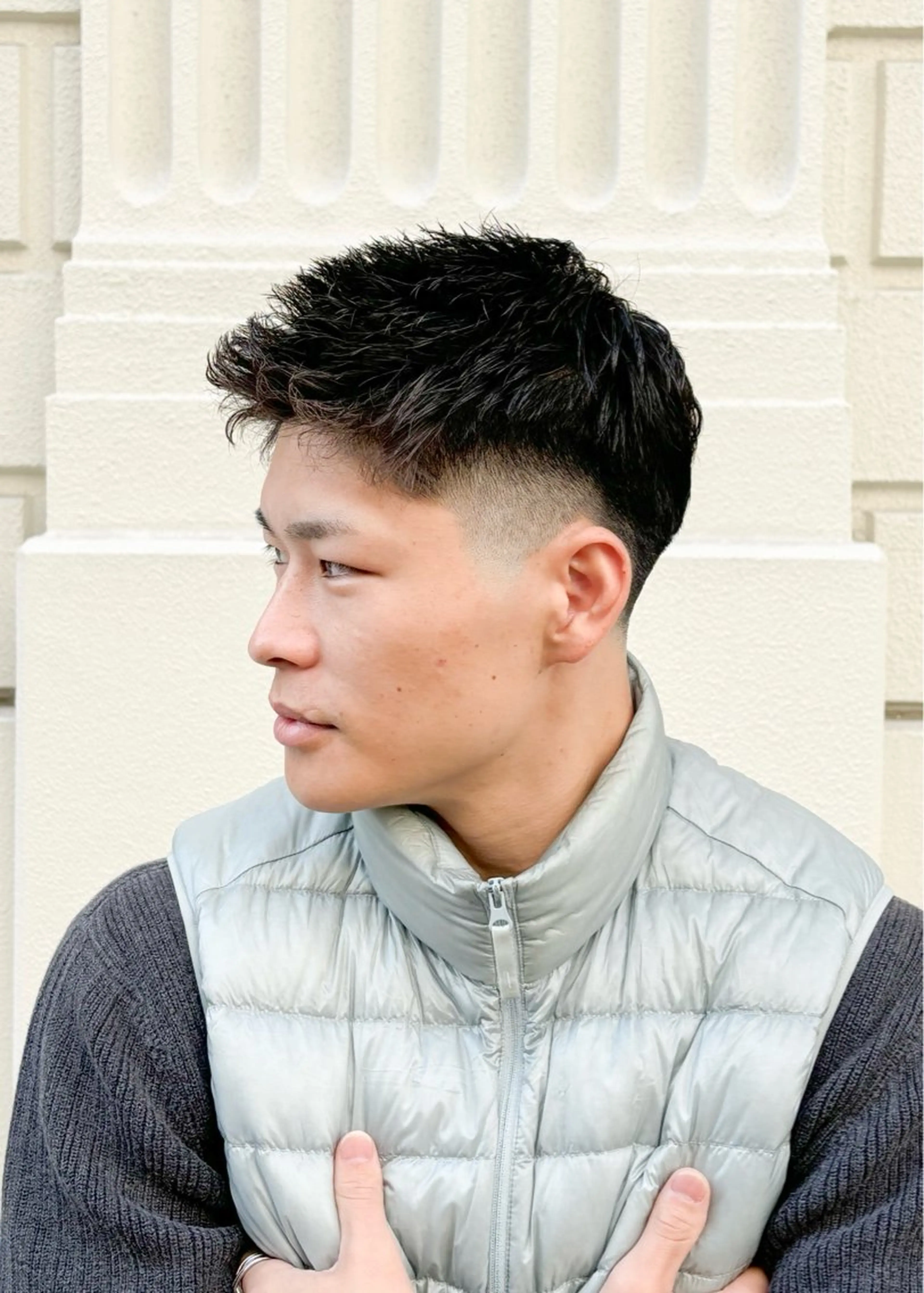 ショート メンズ アップバング カット DAD　BARBERSHOP所属・三宮メンズカット ヨシイッキのヘアスタイル