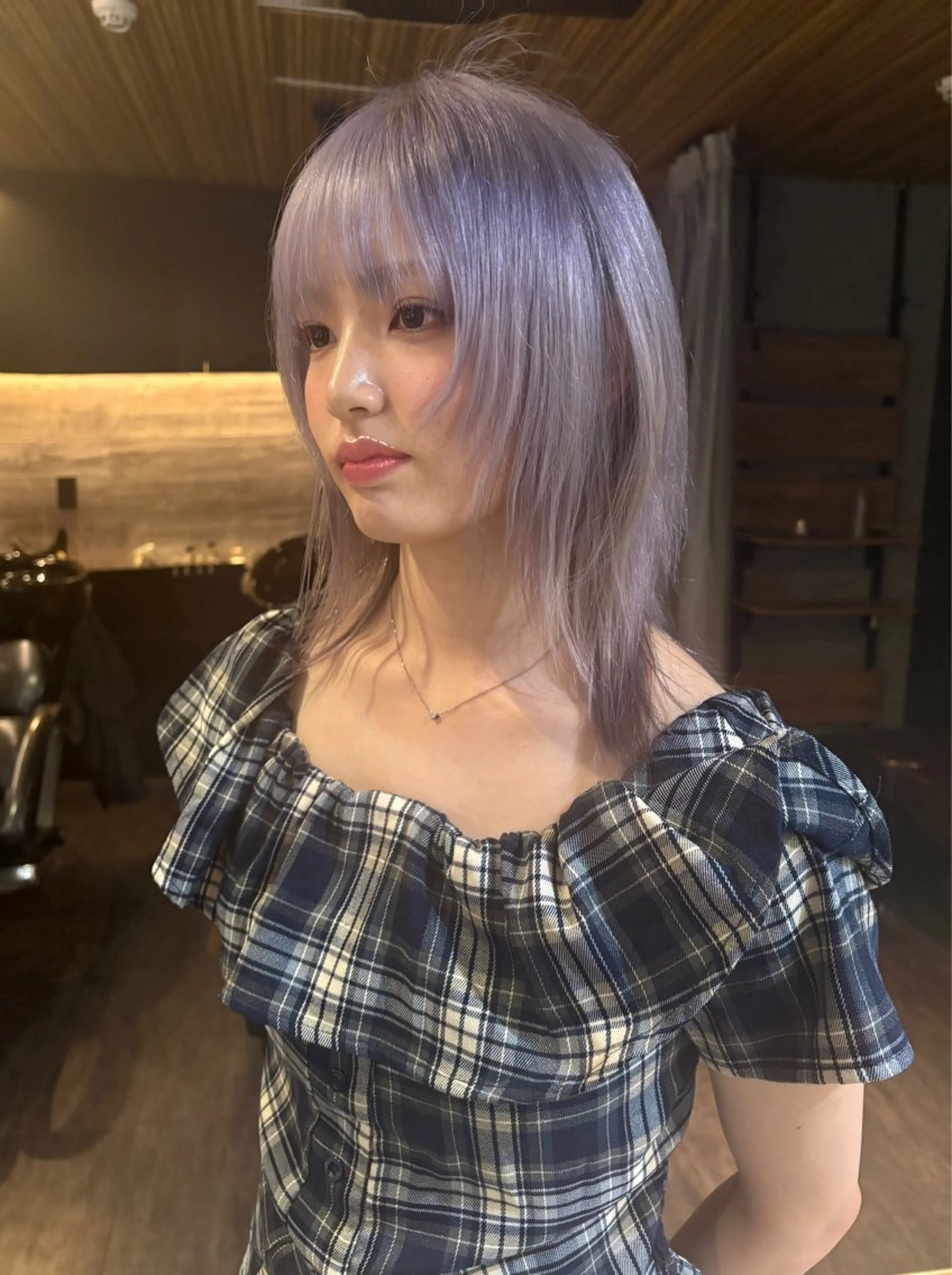 ミディアム ヘアカラー レイヤーカット/韓国 /艶髪/ダブルカラーのヘアスタイル