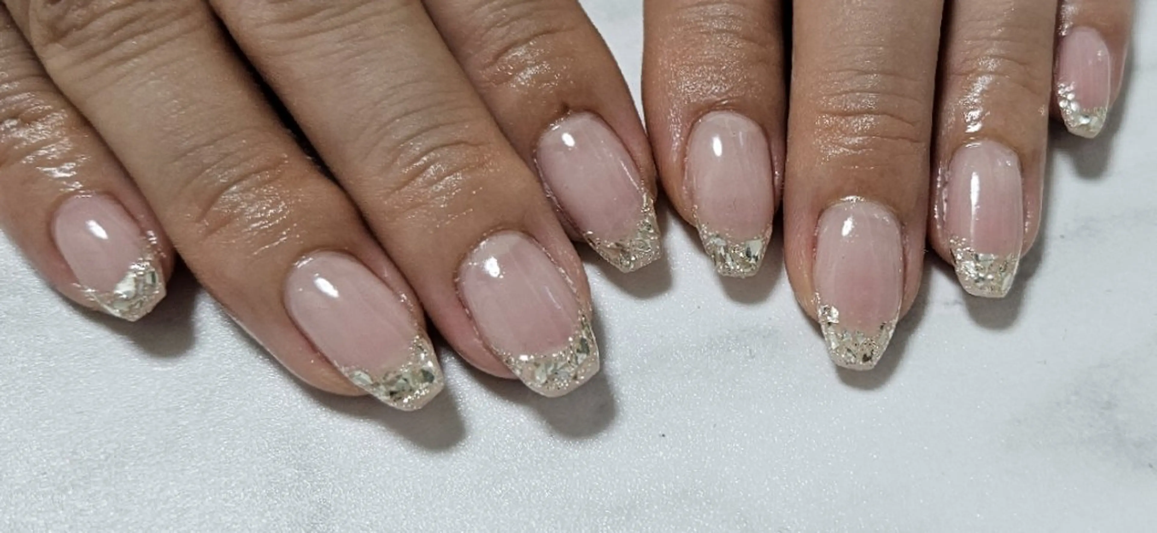 ネイル フレンチネイル ガラスフレンチ ハンドネイル shellnail さなえのネイルデザイン