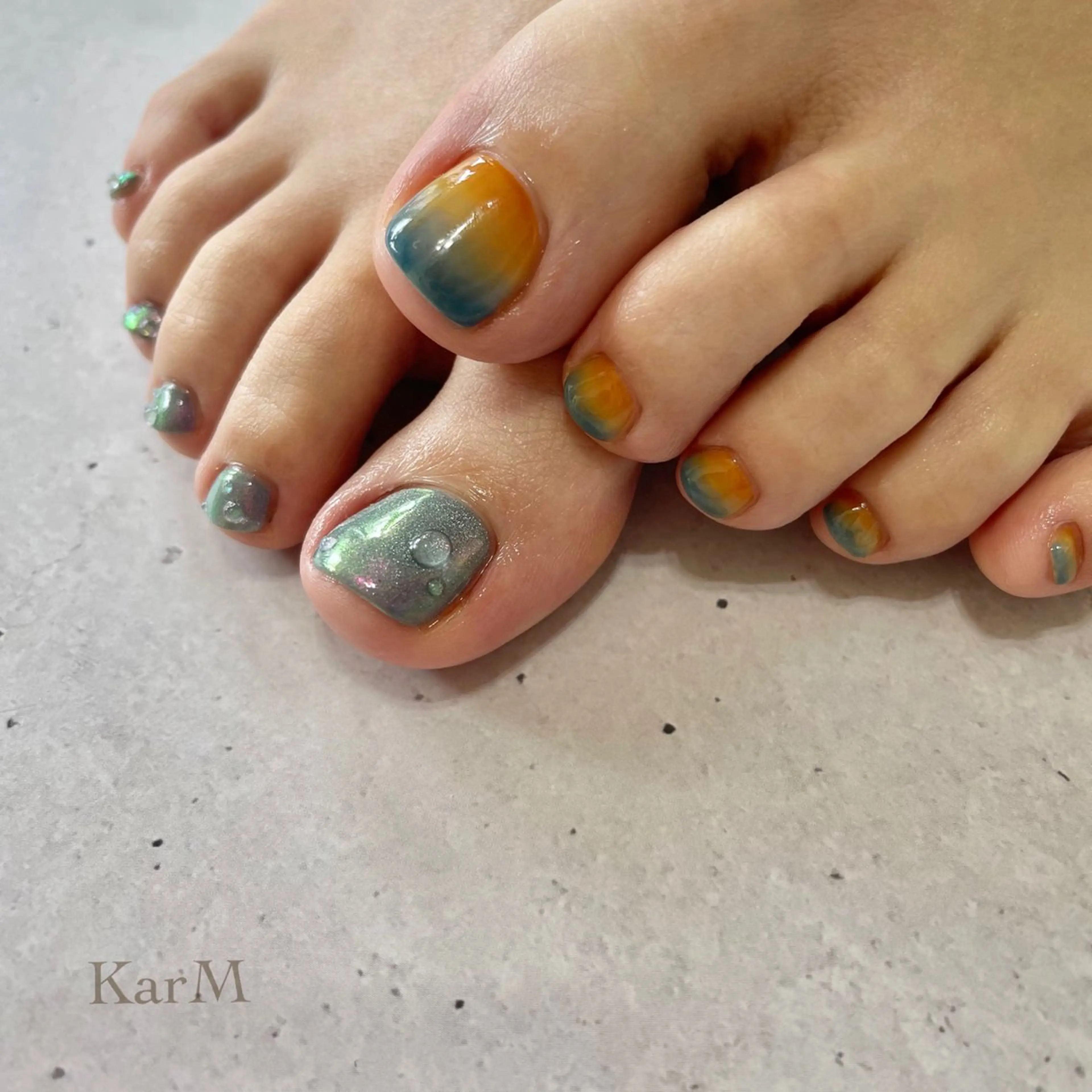 ネイル オーロラネイル チークネイル フットネイル フレンチネイル 氷ネイル・うるうるネイル フットネイル ogino karinのネイルデザイン