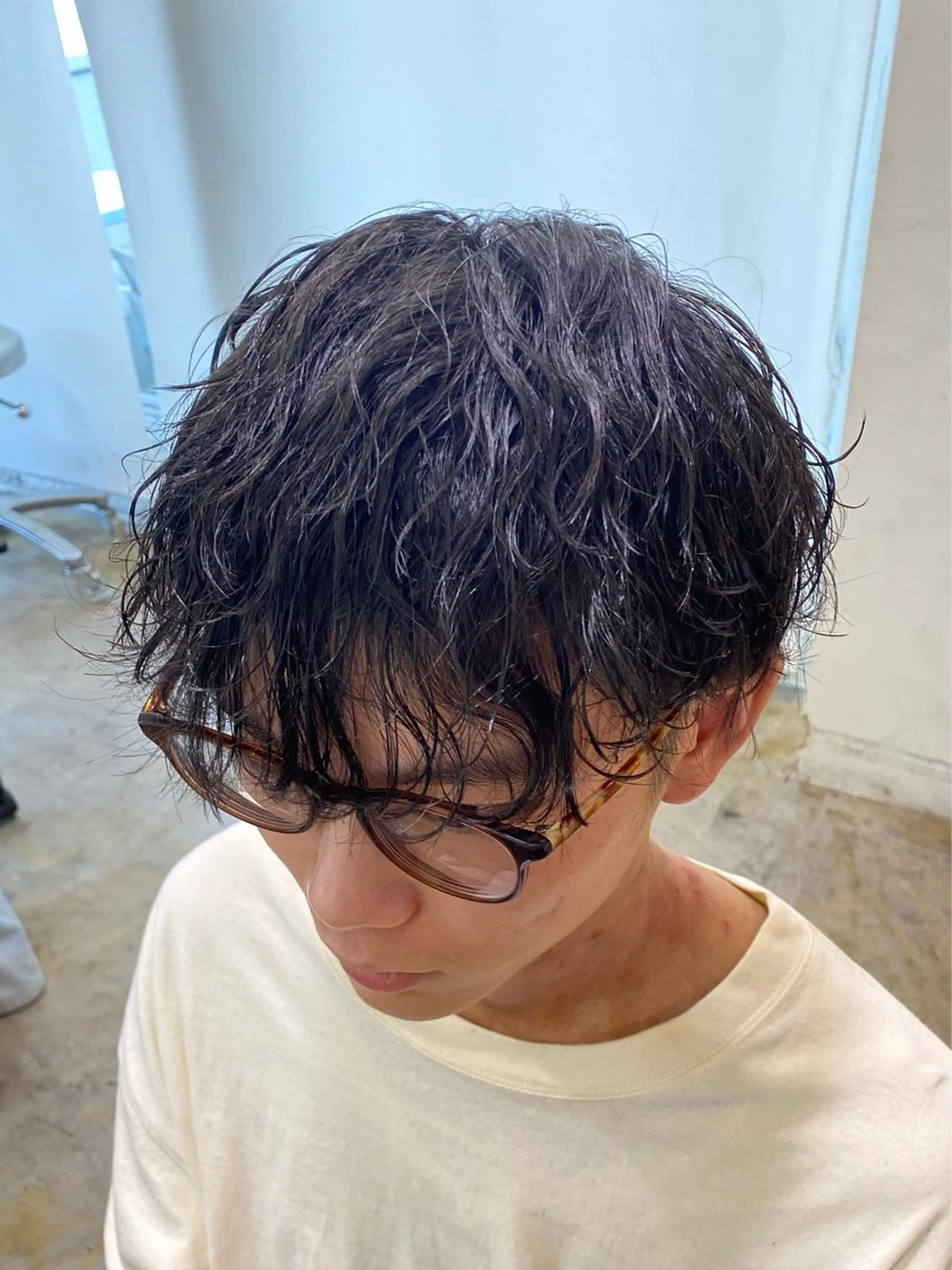 ショート パーマ メンズ カット パーマ トリートメント レイヤーボブ/ 艶カラー/サナ🌼のヘアスタイル