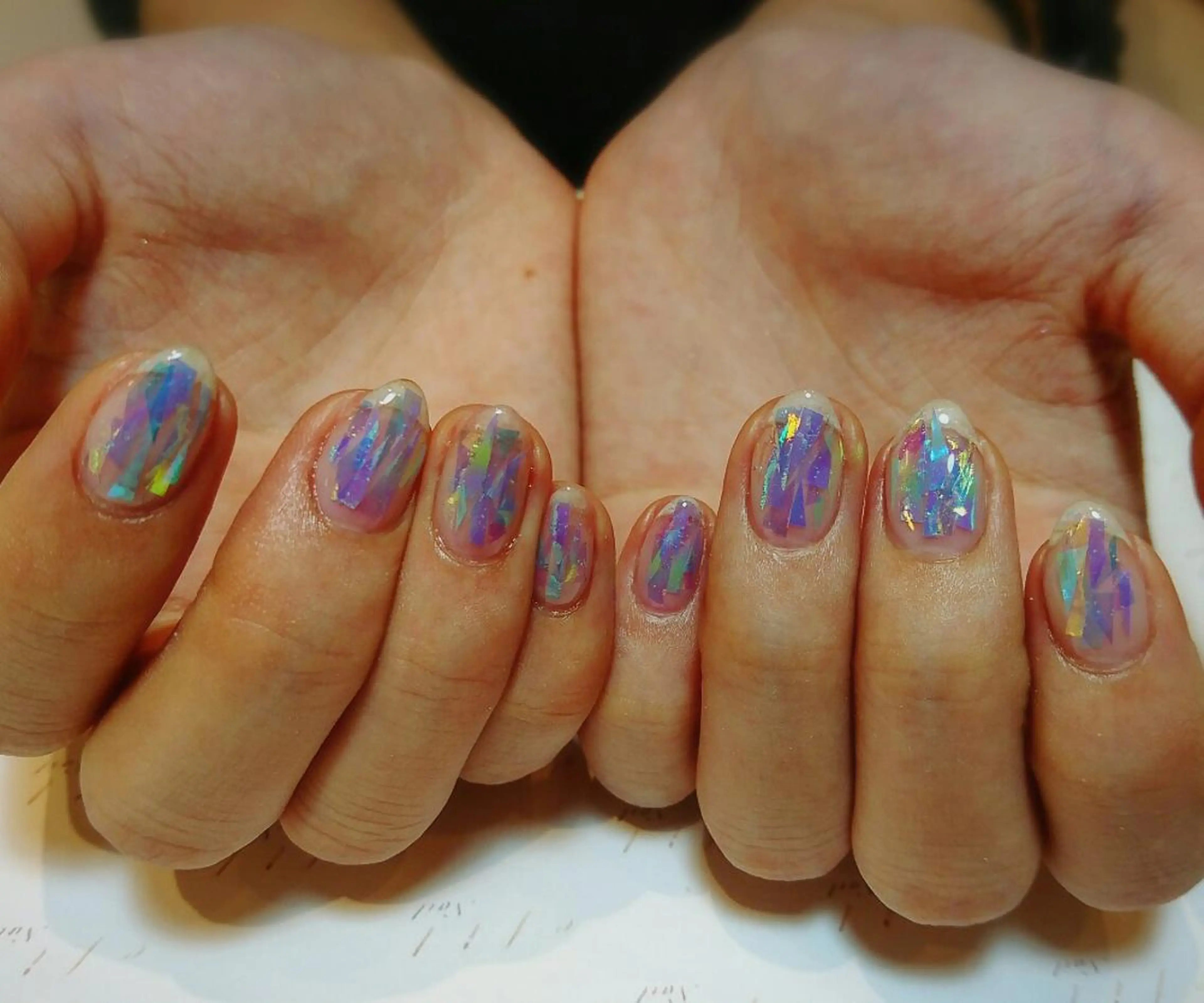 ネイル オーロラネイル クリアネイル みー shakushiroのネイルデザイン