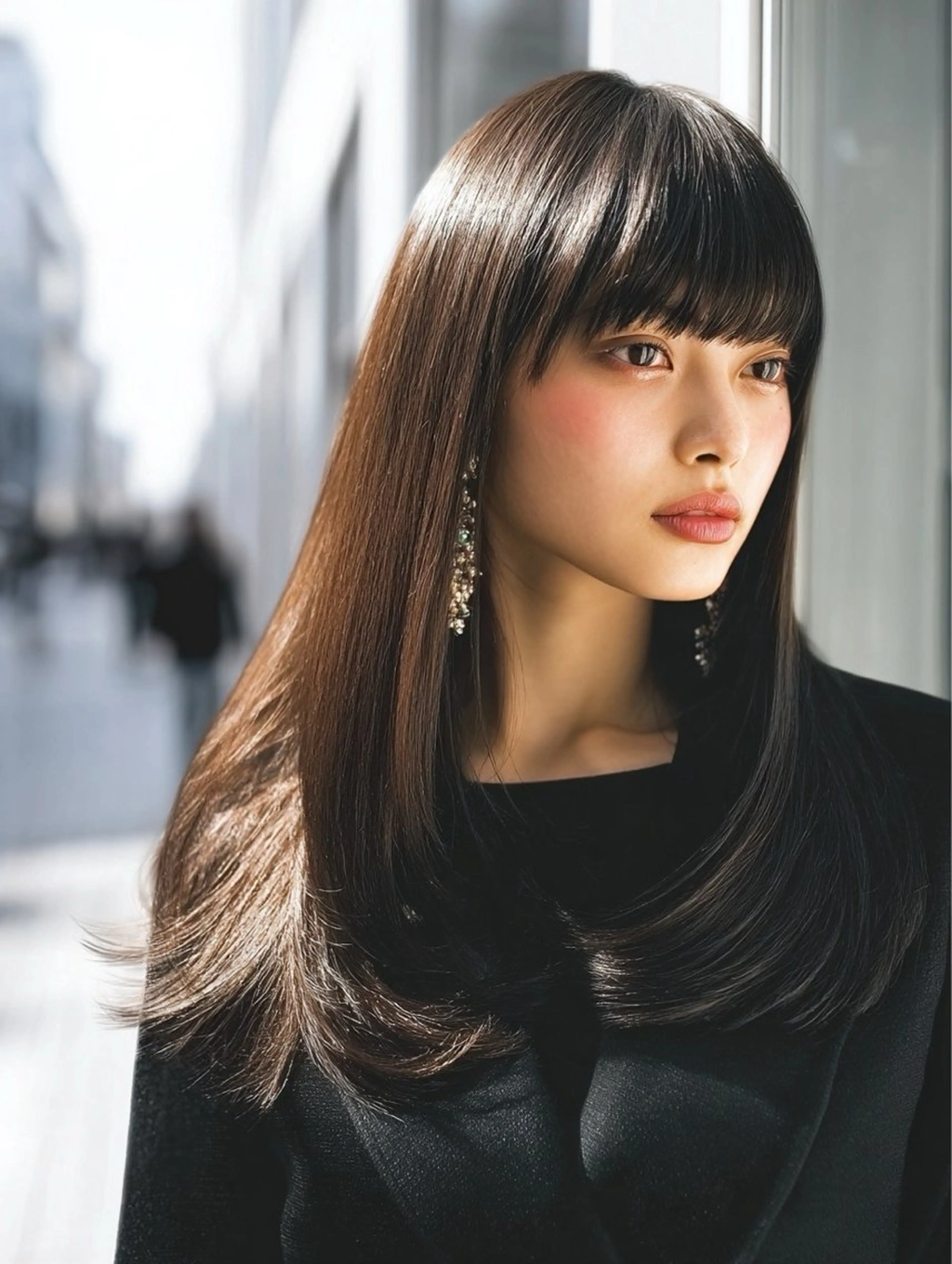 ロング カラー 顔まわりレイヤー 顔周りカット ハッシュカット ハイレイヤー 髪質改善 ヘアカラー 縮毛矯正 トリートメント ✨毛髪診断で絶対綺麗 ✨美髪艶髪専門✨高浪のヘアスタイル