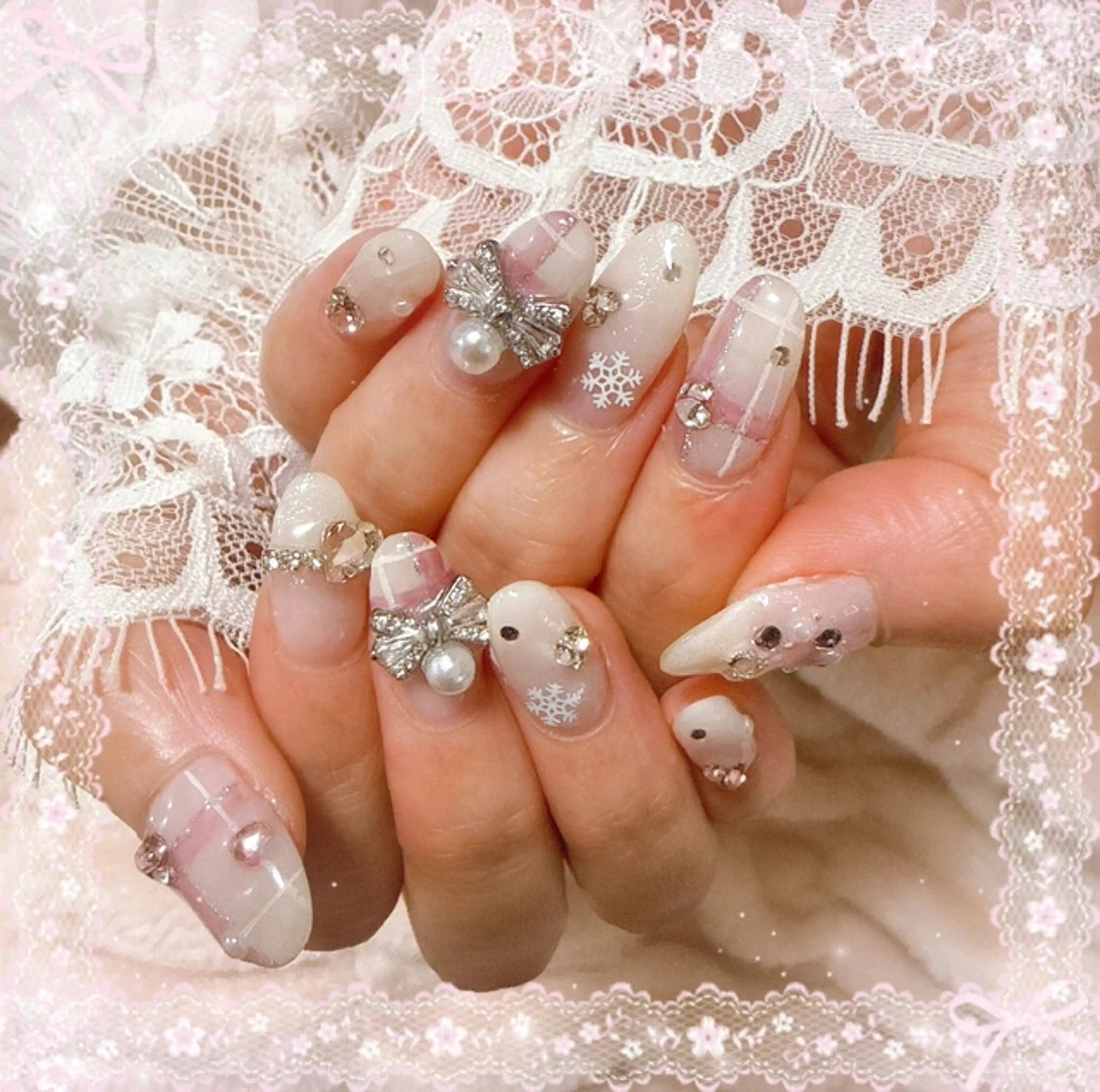 ネイル ガーリー 冬ネイル ハンドネイル * haruのネイルデザイン