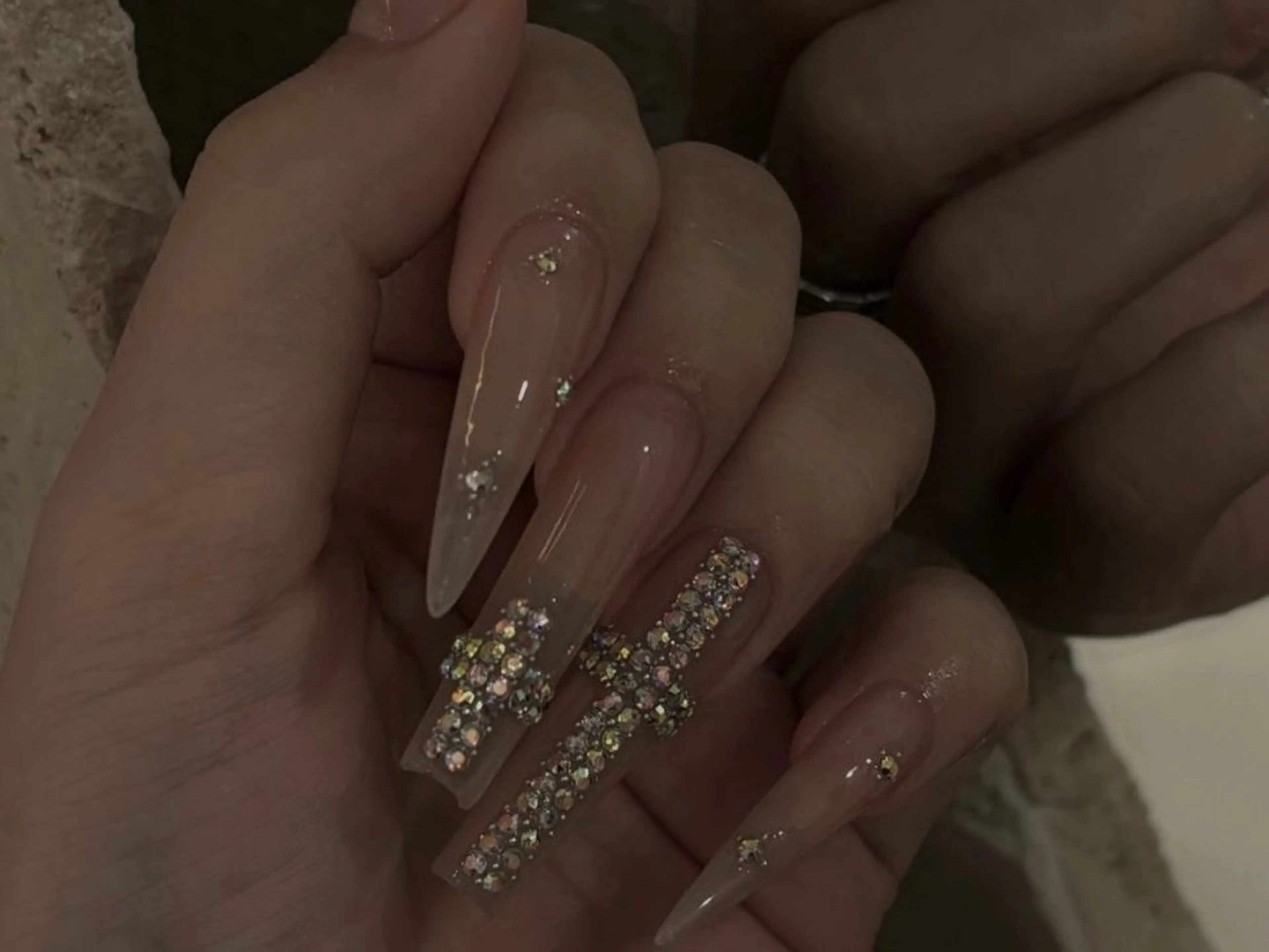 ネイル アートネイル クリアネイル フレンチネイル ガーリー キラキラネイル ハンドネイル モリ アユミのネイルデザイン