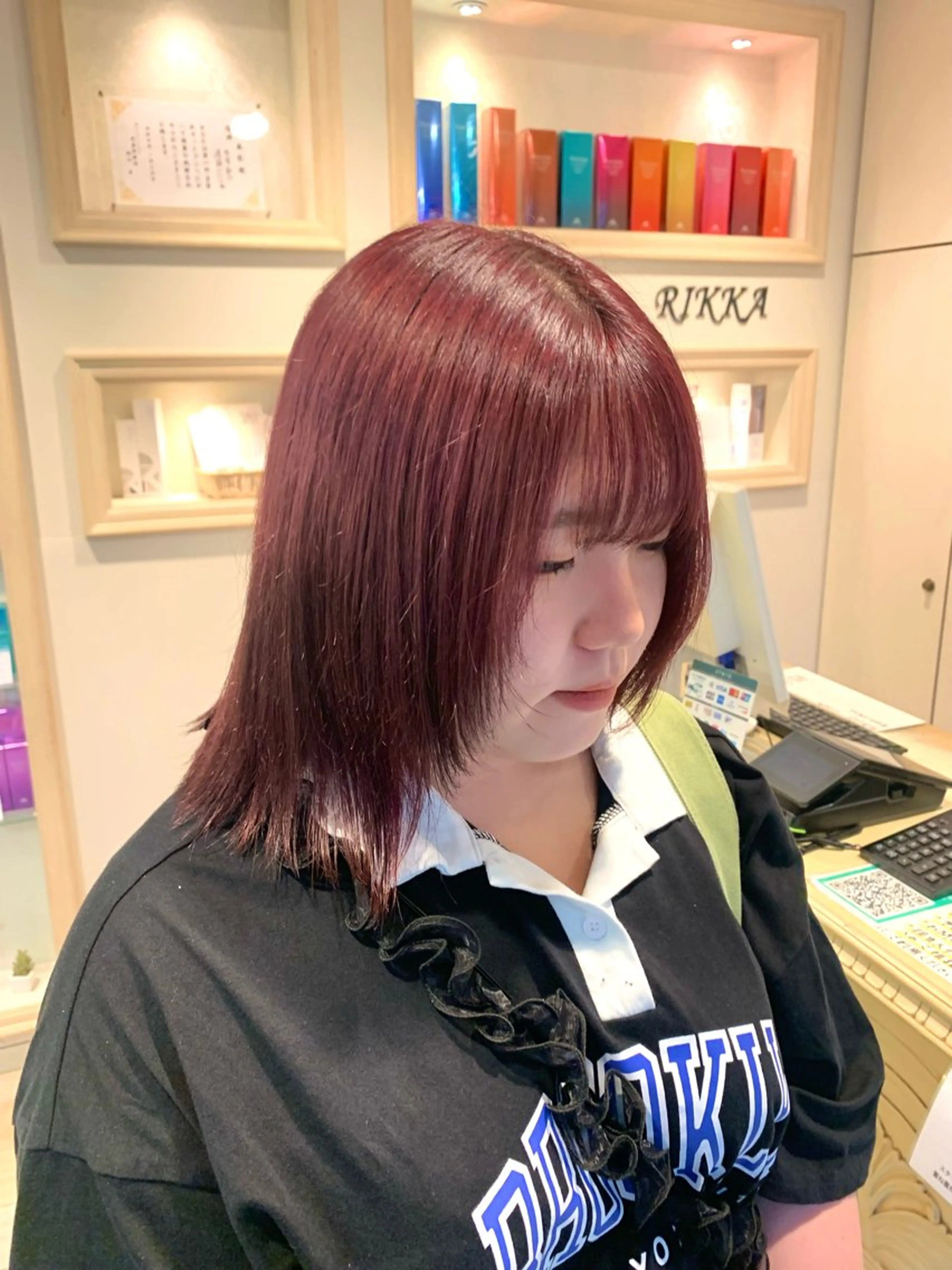 ショート カラー ブリーチ レッドカラー ヘアカラー トリートメント rio/ボブ /ブリーチカラー🫧のヘアスタイル