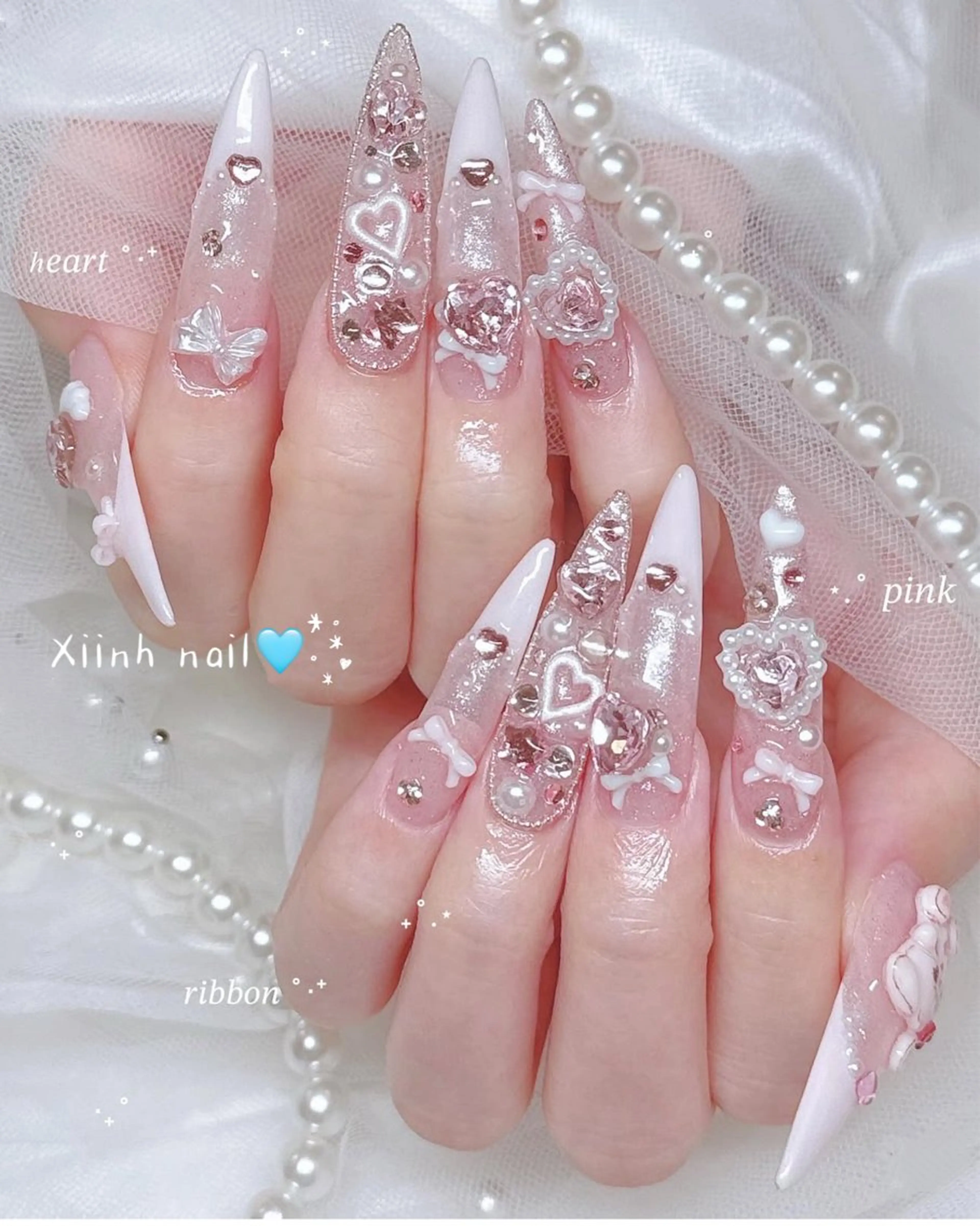 ネイル チークネイル 桜ネイル 長さ出し フットネイル ジェルネイル ハンドネイル XIINH NAIL SALONのネイルデザイン