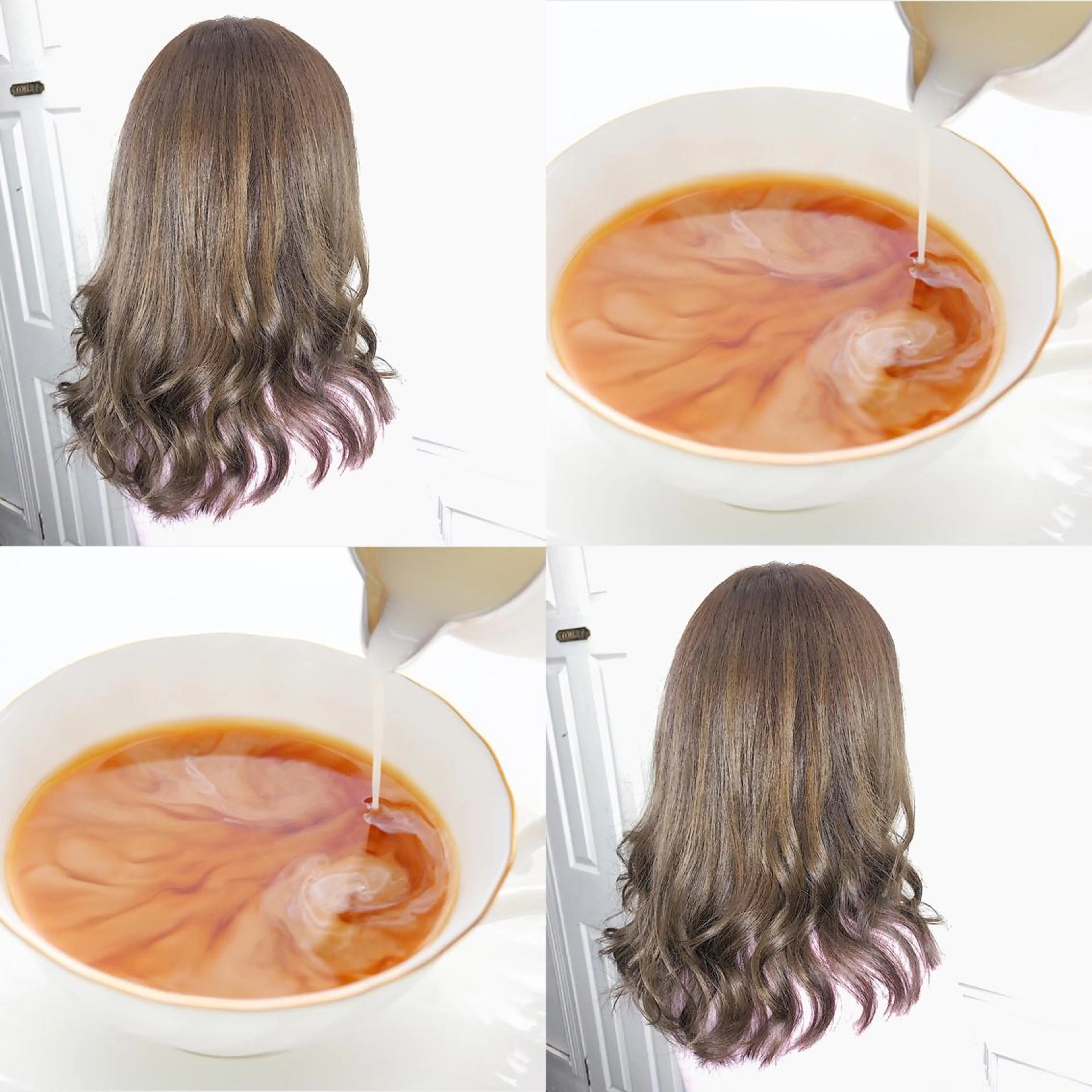 セミロング カラー JuNブリーチに 縮毛矯正するプロのヘアスタイル