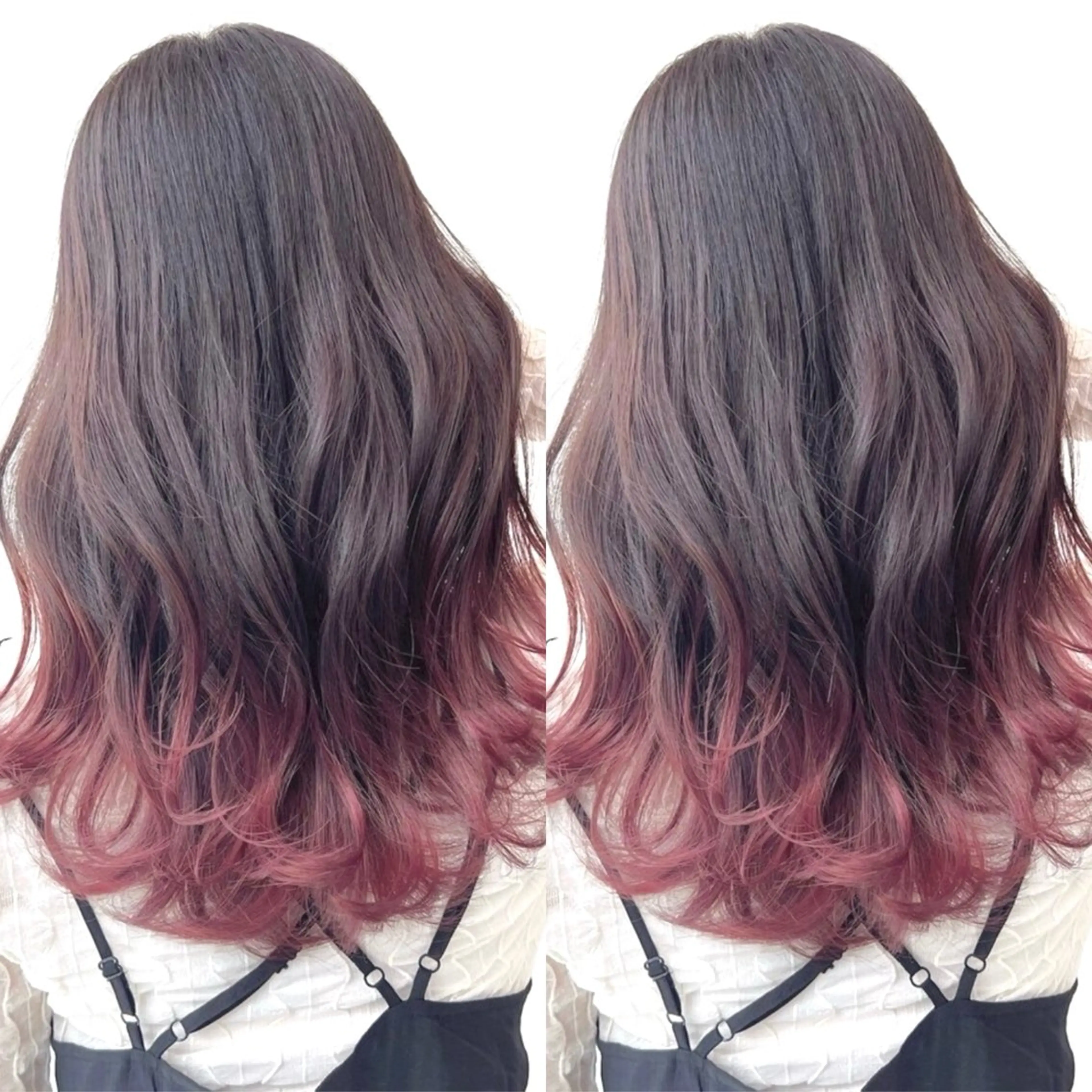 ロング カラー カシス グラデーションカラー ピンクカラー ブリーチ無しダブル カラー🦕まどかのヘアスタイル