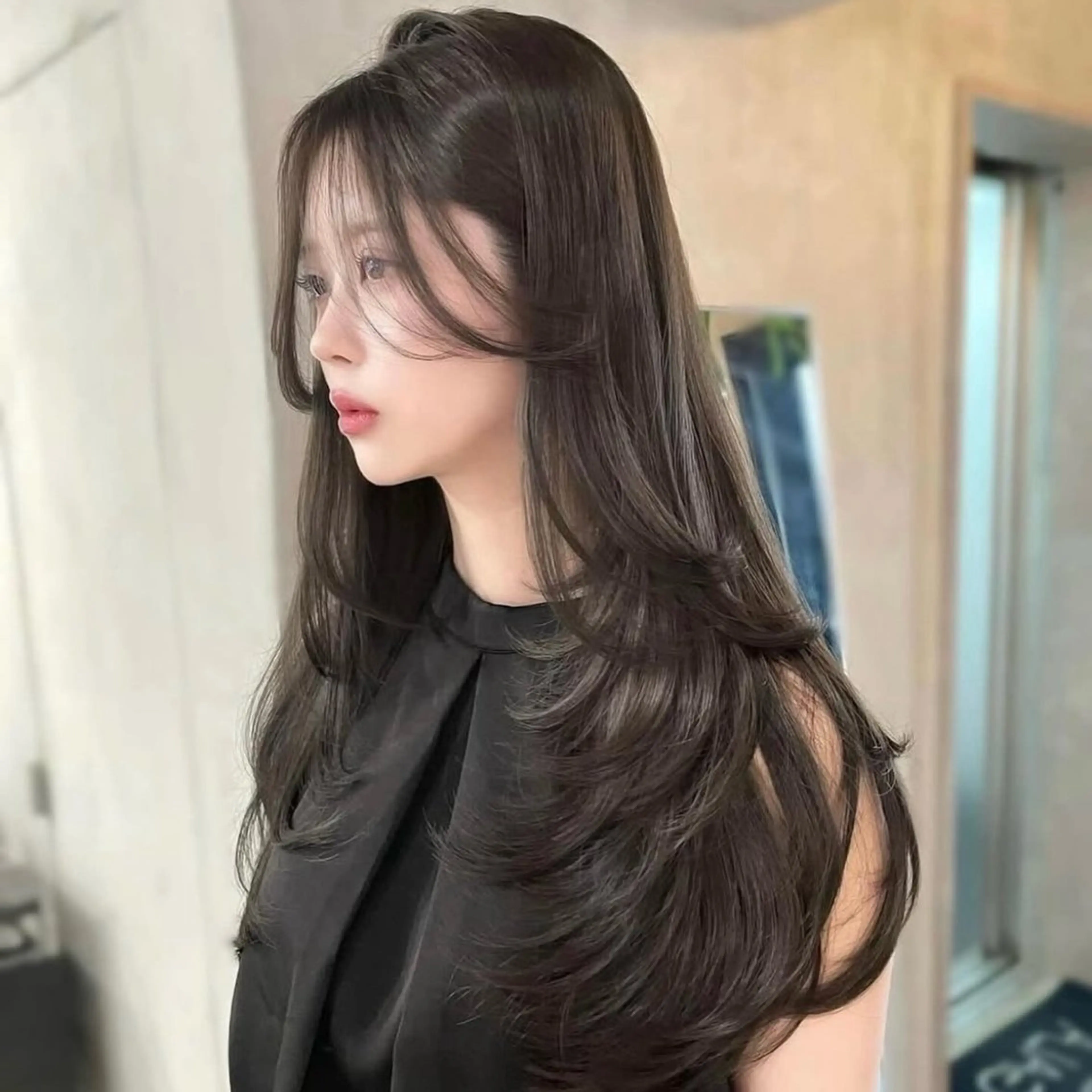 ロング カラー ケアカラー レイヤーカット カット ヘアカラー モテ韓国ヘア/ レイヤー🤍RIKAのヘアスタイル