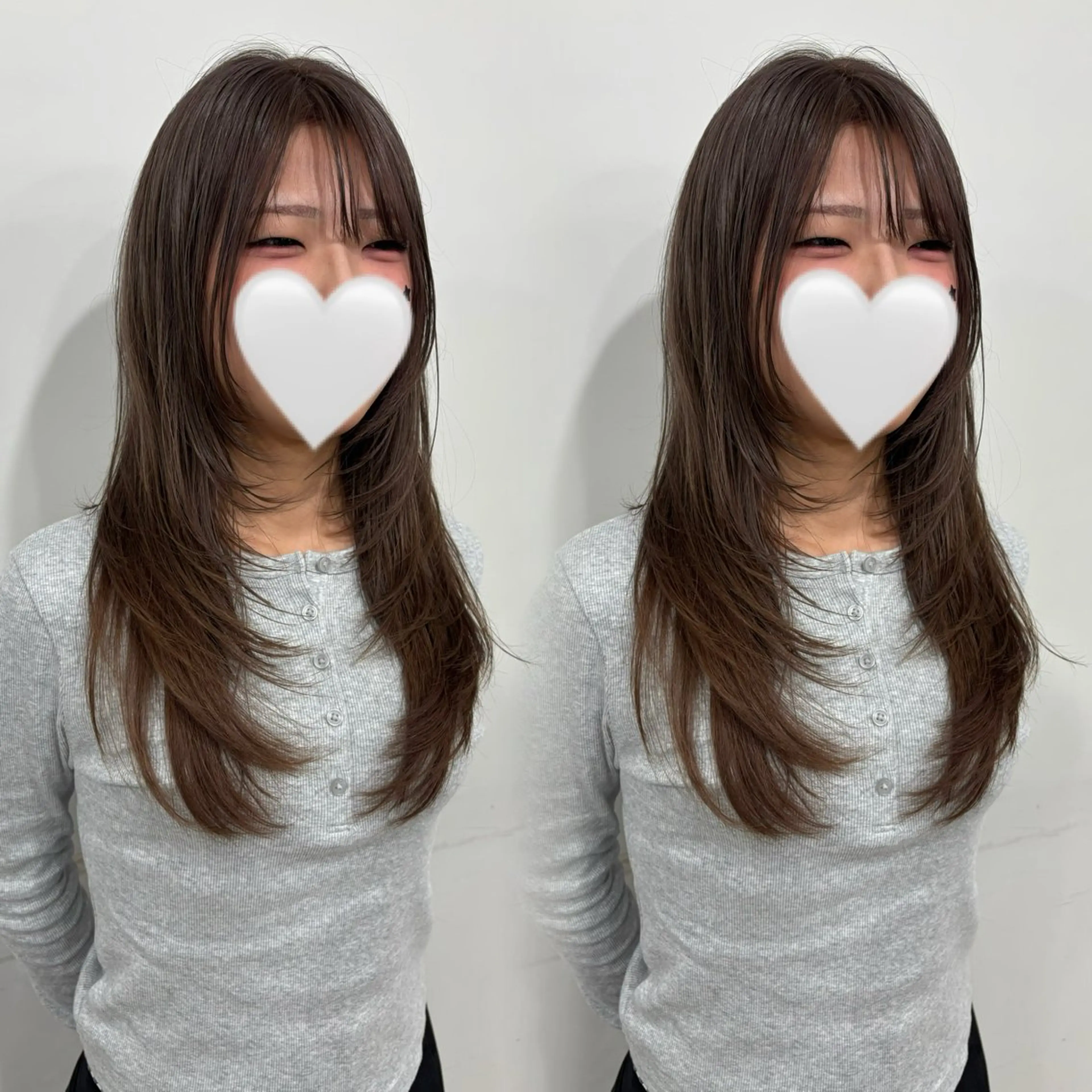 ロング カラー カット ヘアカラー ハイトーン/ 顔周りレイヤー/白石のヘアスタイル