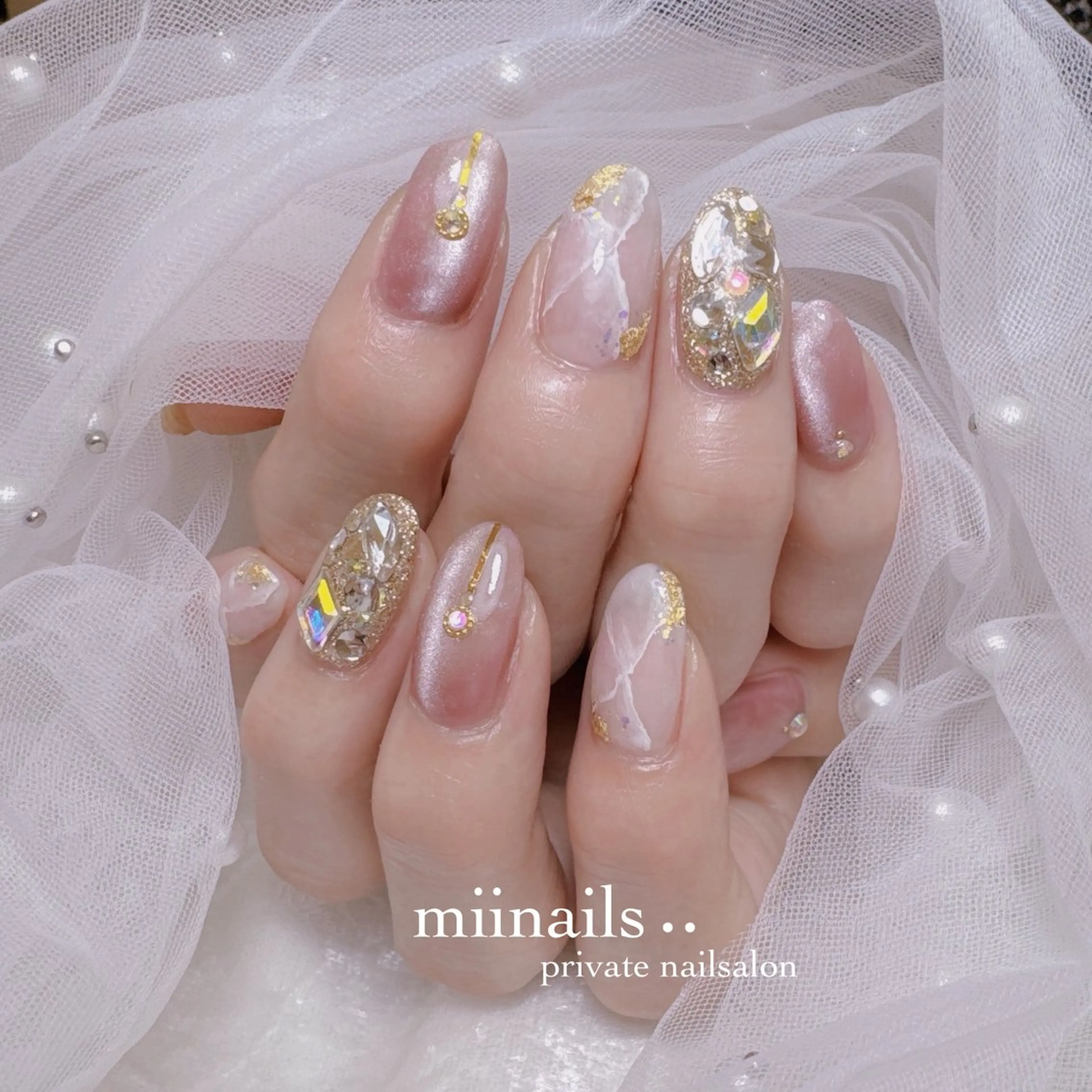 ネイル 韓国ネイル マグネットネイル ワンホンネイル ハンドネイル nailsalon miinailsのネイルデザイン